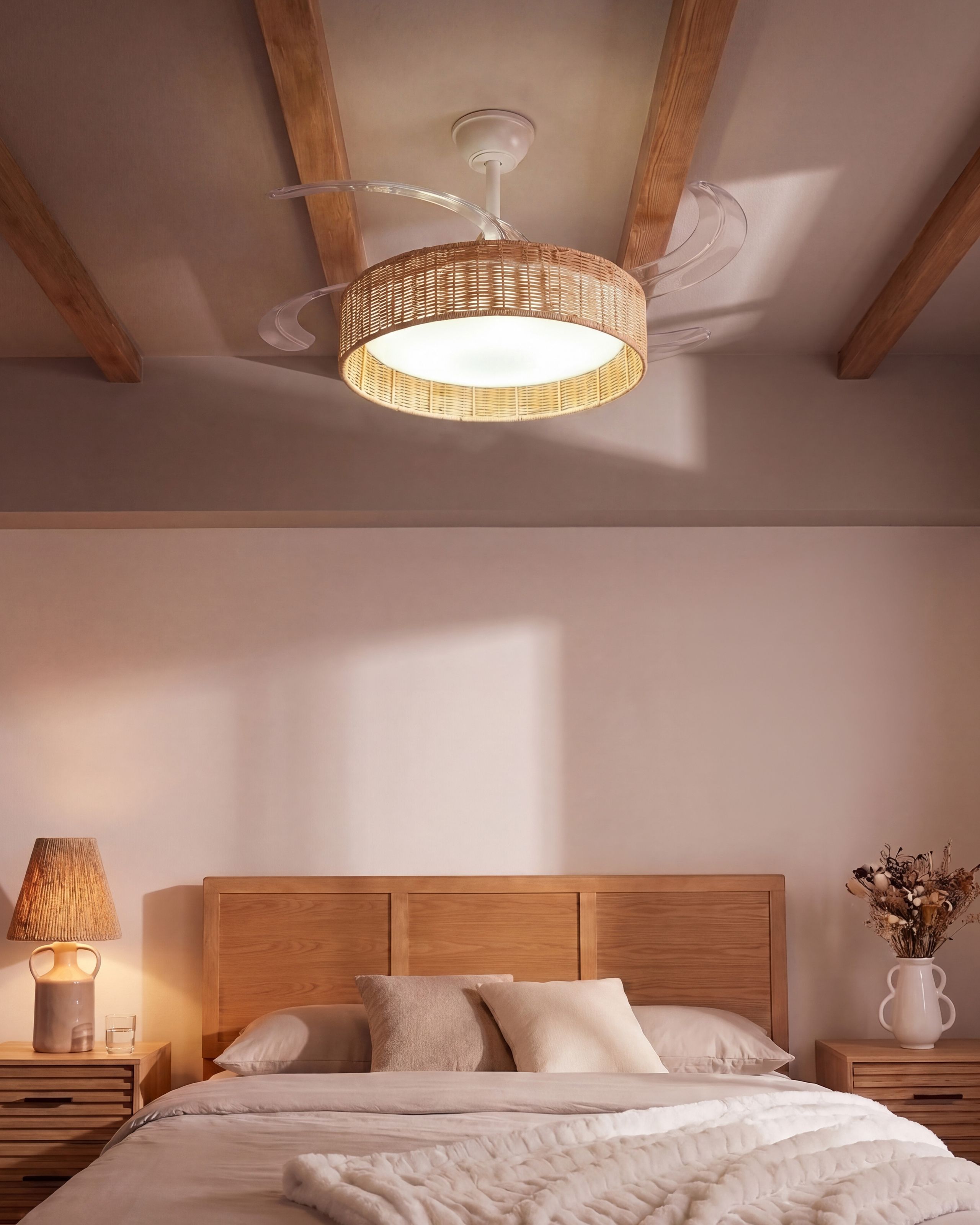 Takfläkt med lampa TOMOKA med fjärrkontroll LED Vit