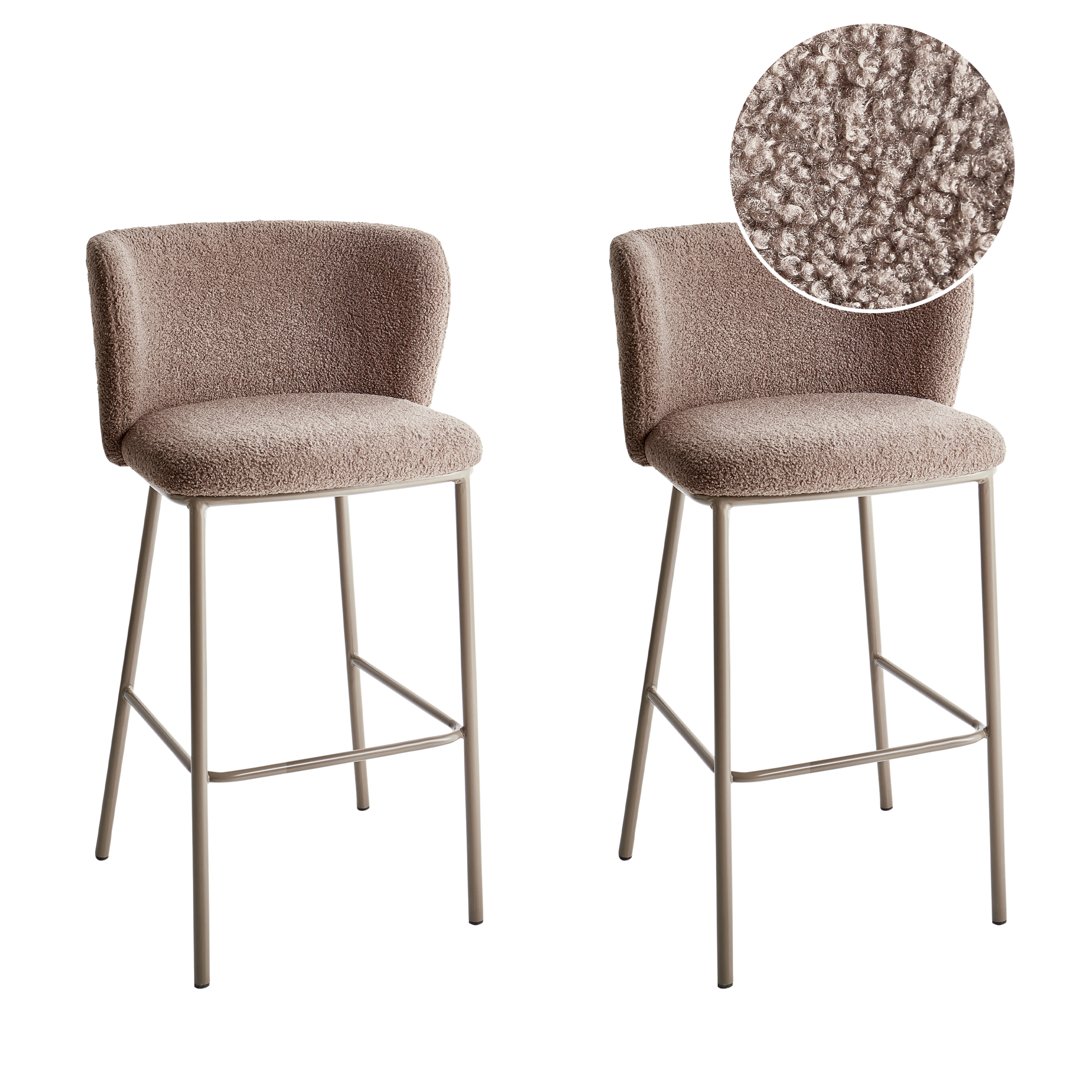 Set med 2 barstolar MINA II Bouclé Brun