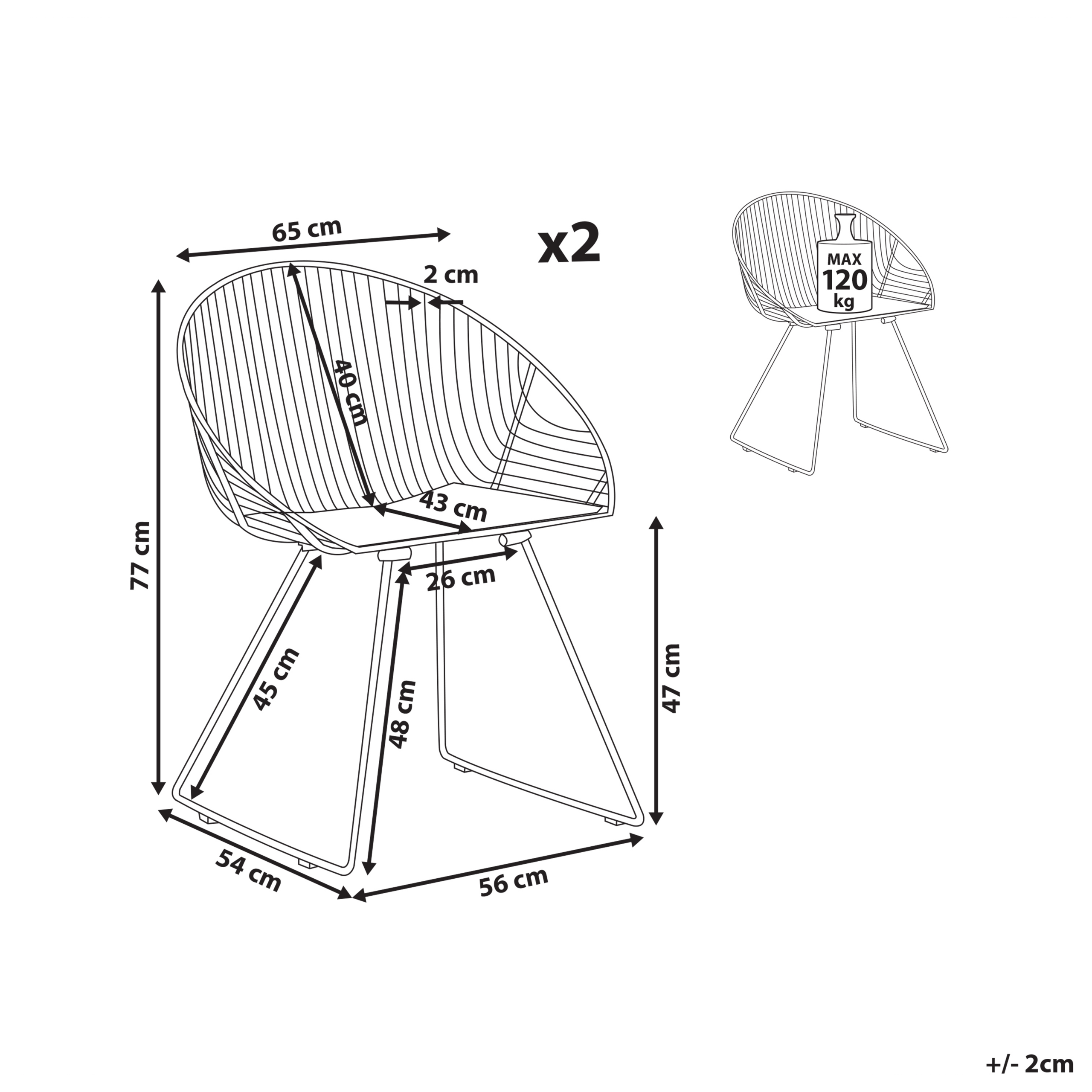 Set med 2 matstolar AURORA Metall Svart
