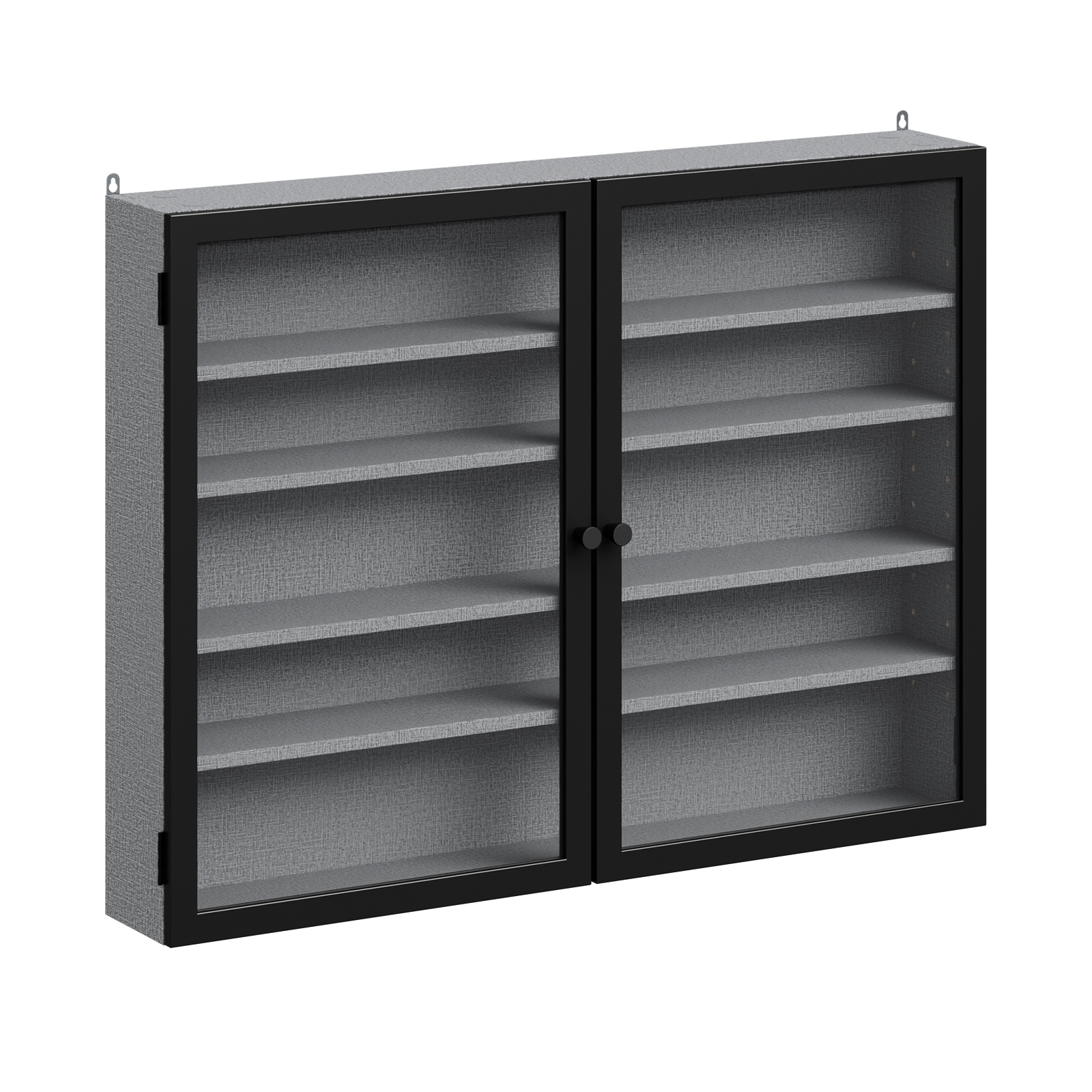 Skåp med glasdörrar och justerbart hyllsystem, grå, 80.0x60.0x12.2 cm, FSB113-DG