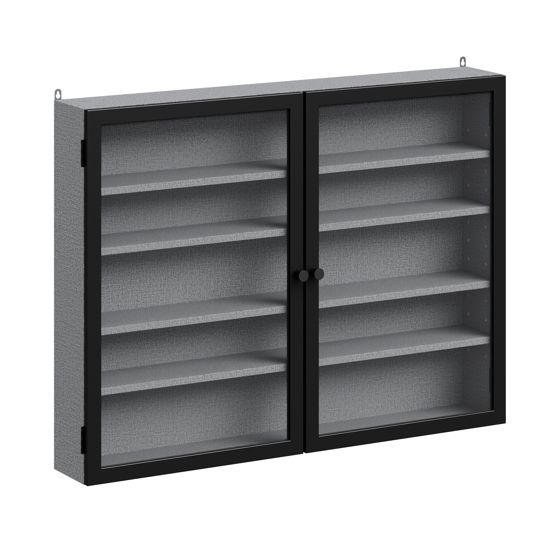 Skåp med glasdörrar och justerbart hyllsystem, grå, 80.0x60.0x12.2 cm, FSB113-DG
