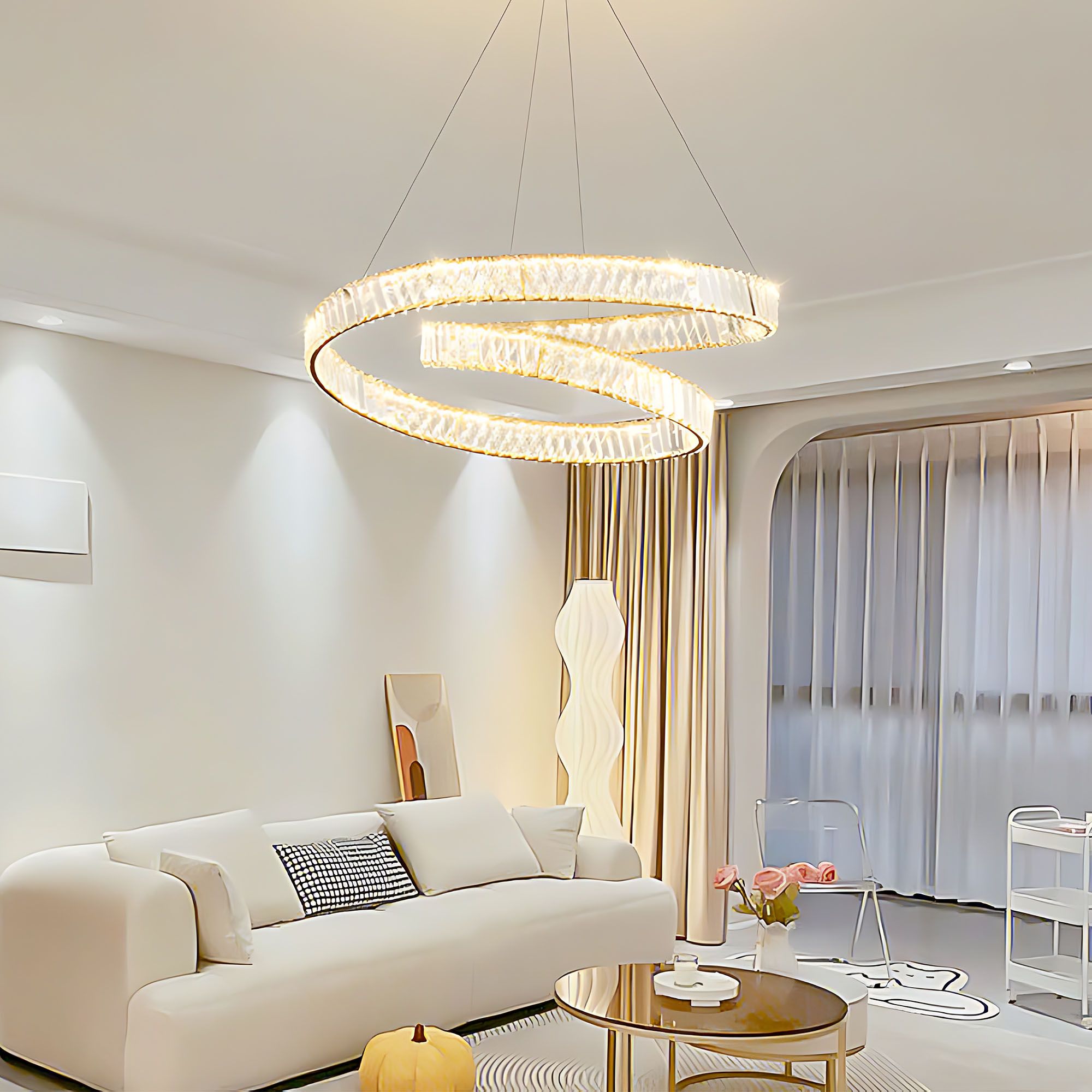 TOOLIGHT hängande taklampa APP1767-CP LED Guld 58x58x100cm