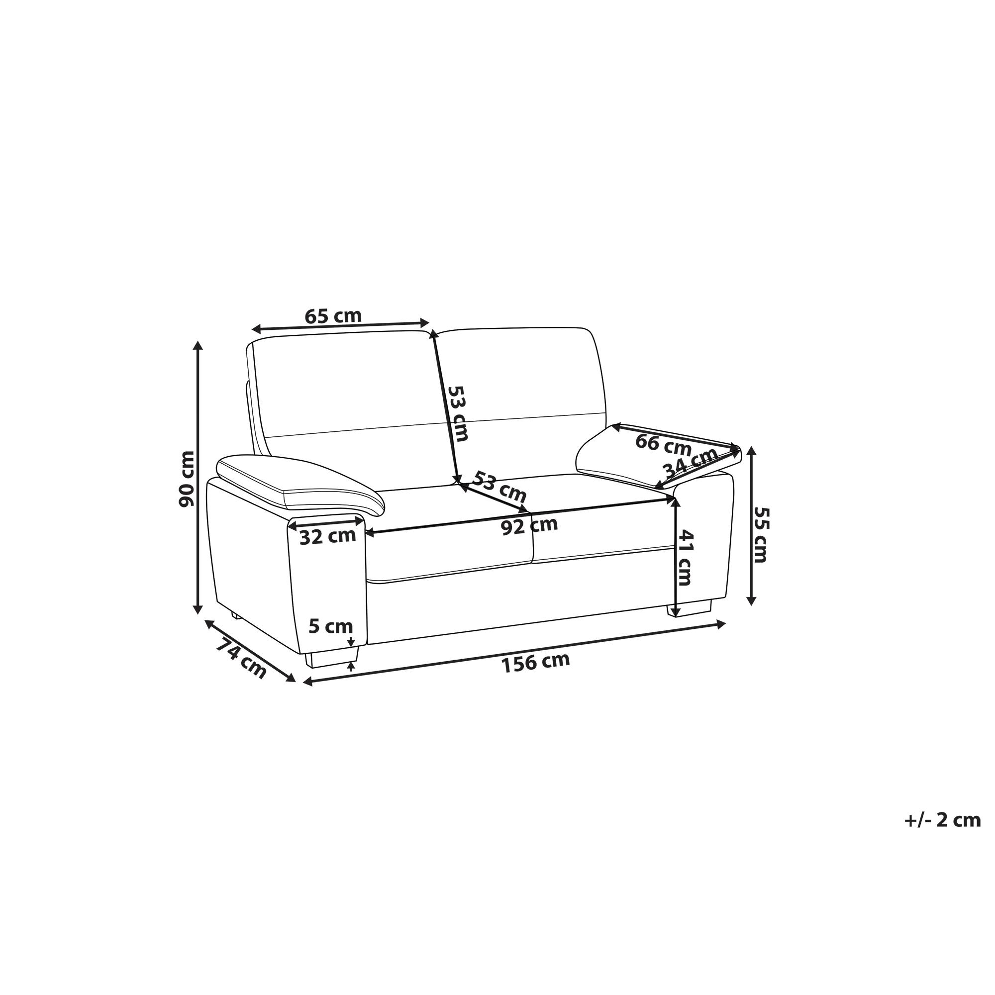 Soffa 2-sits VOGAR Ljusbeige