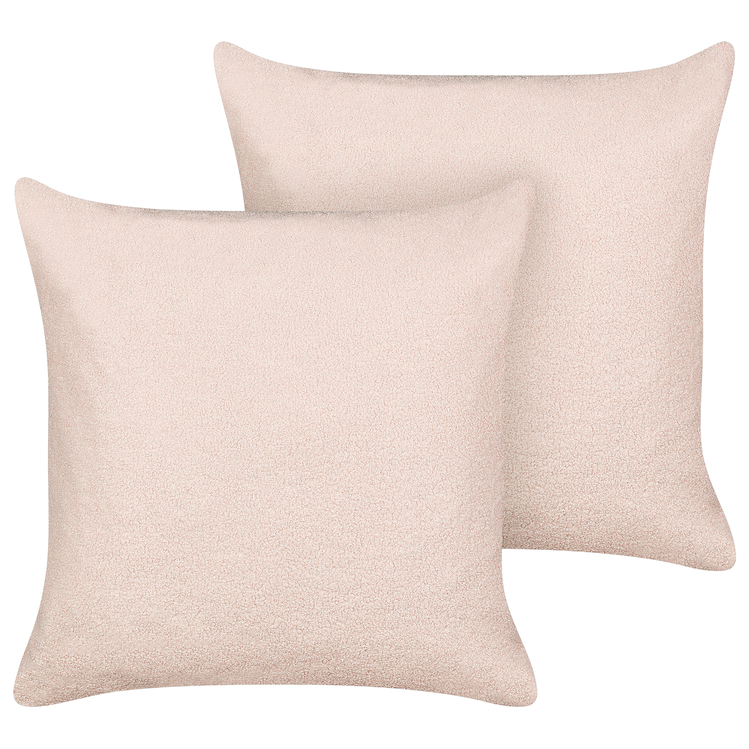 Set med 2 prydnadskuddar LEUZEA 60 x 60 cm Bouclé Pastellrosa Monokromt