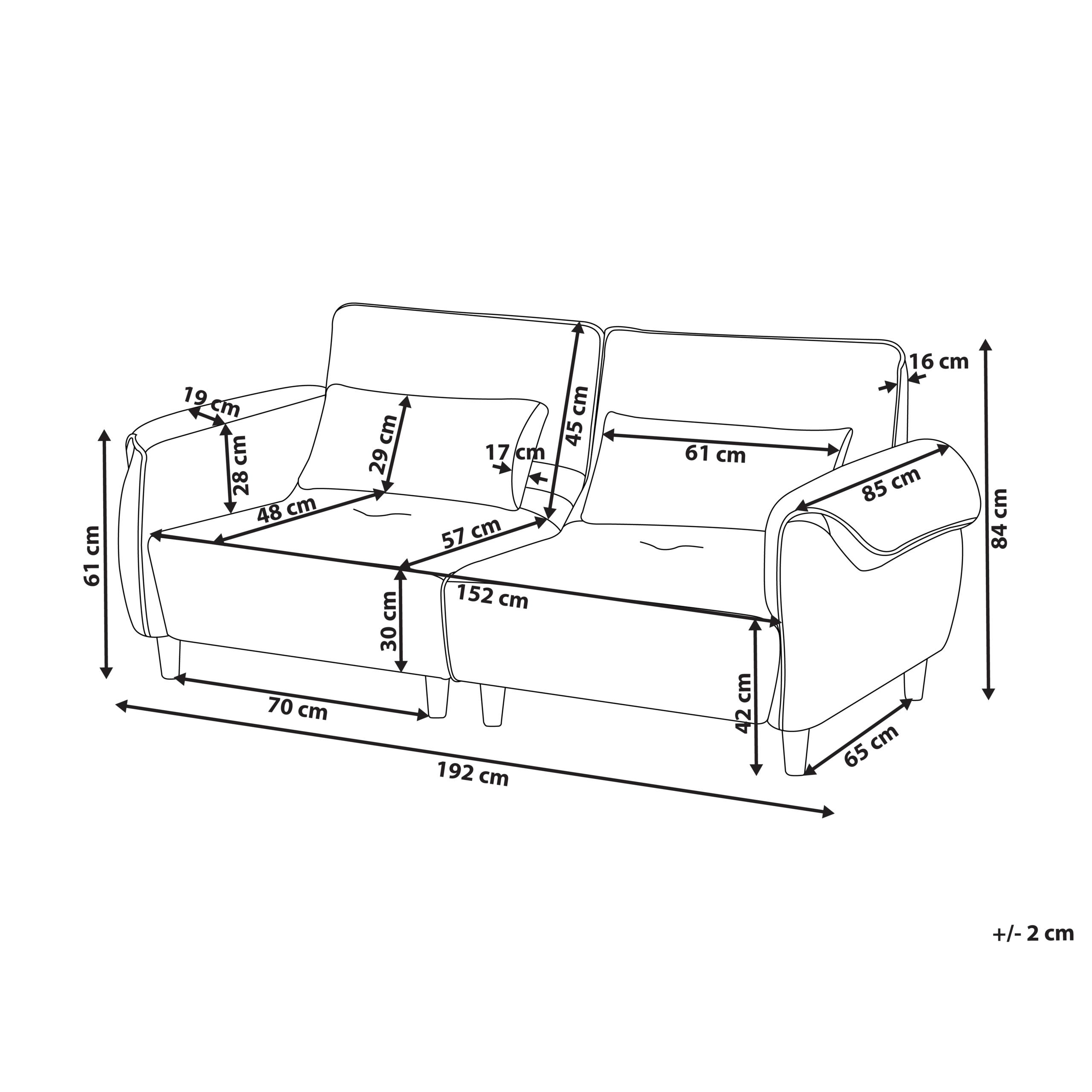Soffa 3-sits WETLAN Ljusbrun