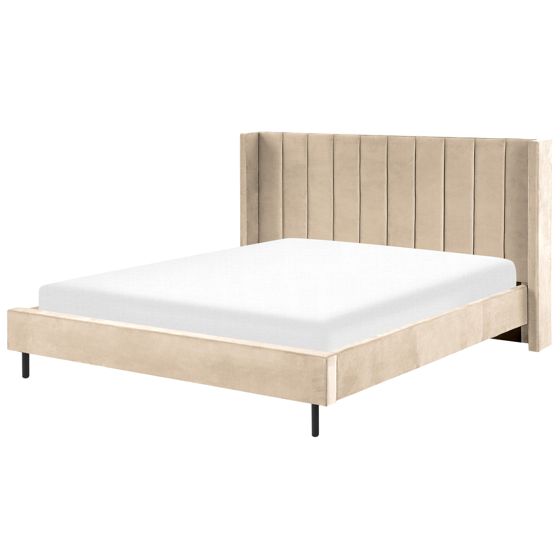 Säng med lamellram Sammet VILLETTE 180 x 200 cm Beige