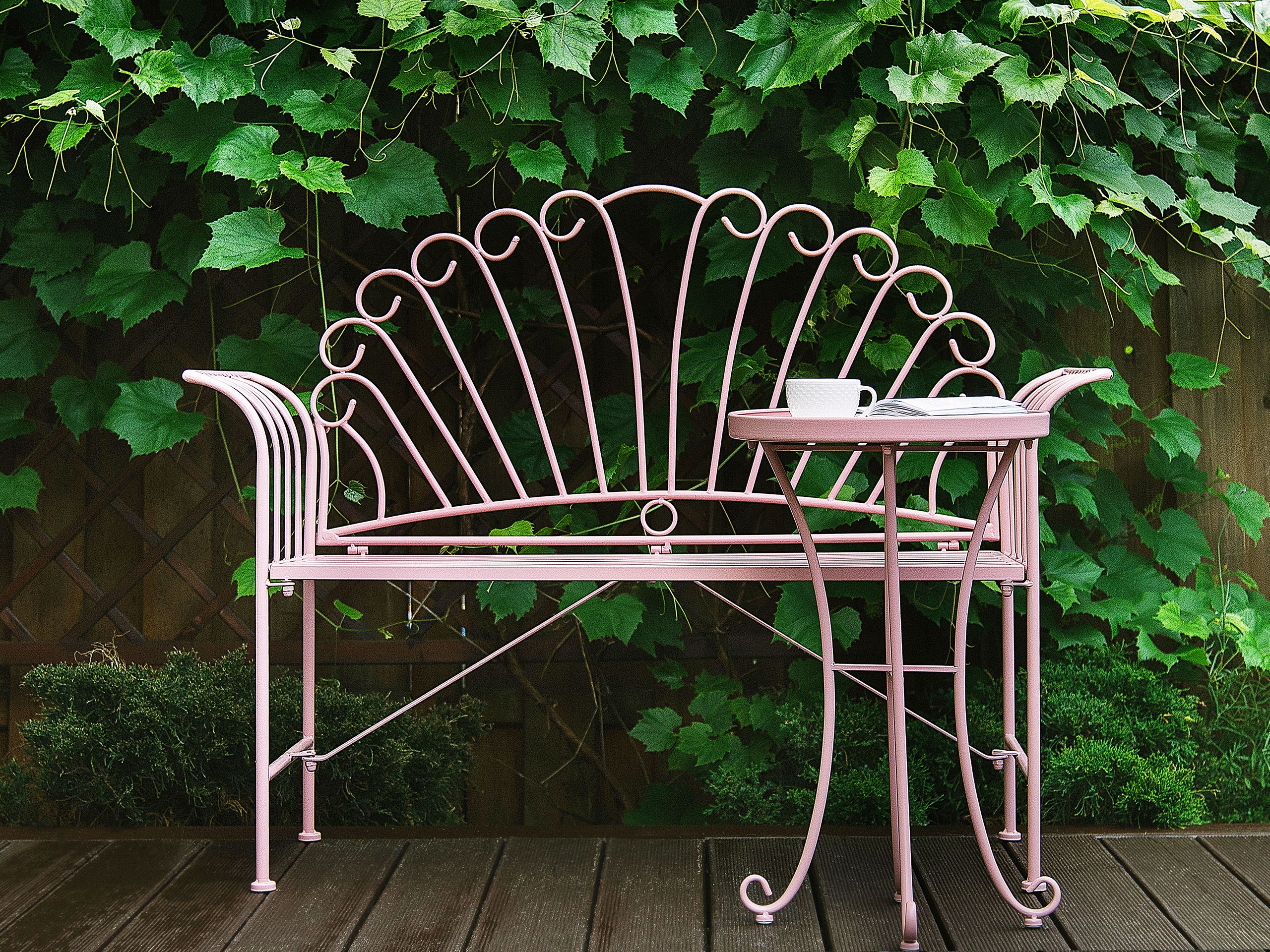 Trädgårdsbänk CAVINIA 125 cm Metall Rosa