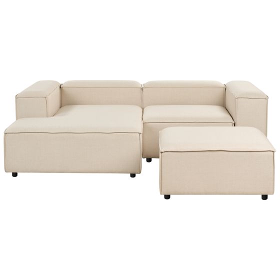 Modulär hörnsoffa 2-sits ARDAL med fotpall Beige Högervänd