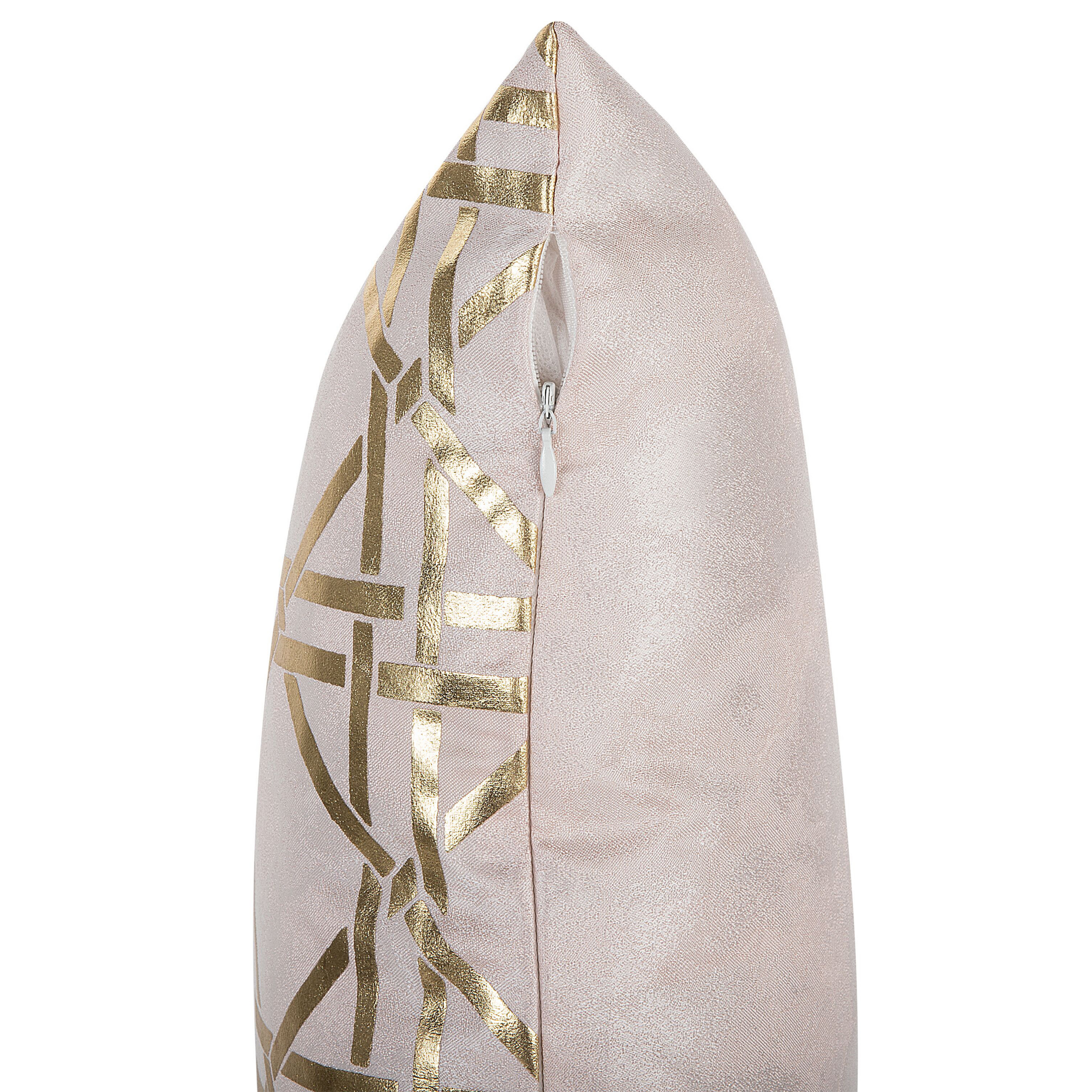 Set med 2 prydnadskuddar CASSIA 45 x 45 cm Rosa Geometriskt tryck