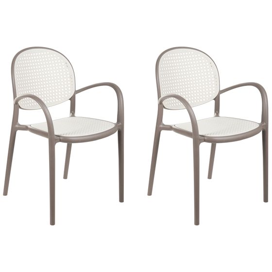Set med 2 trädgårdsstolar POVOLETTO Syntetiskt material Ljusbrun