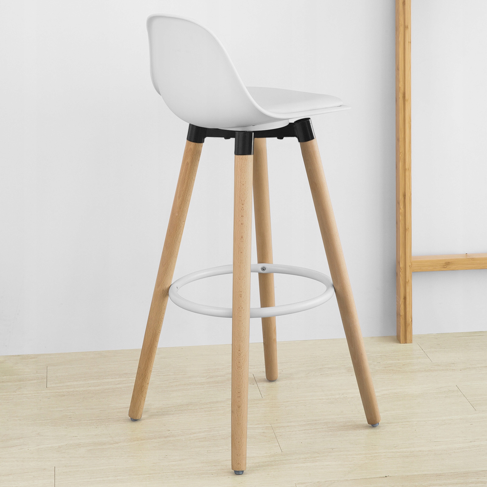 SoBuy, Barstol med fotstöd, Barnstol, Sitthöjd 71 cm, Testad för 150 kg, vit, FST70-W
