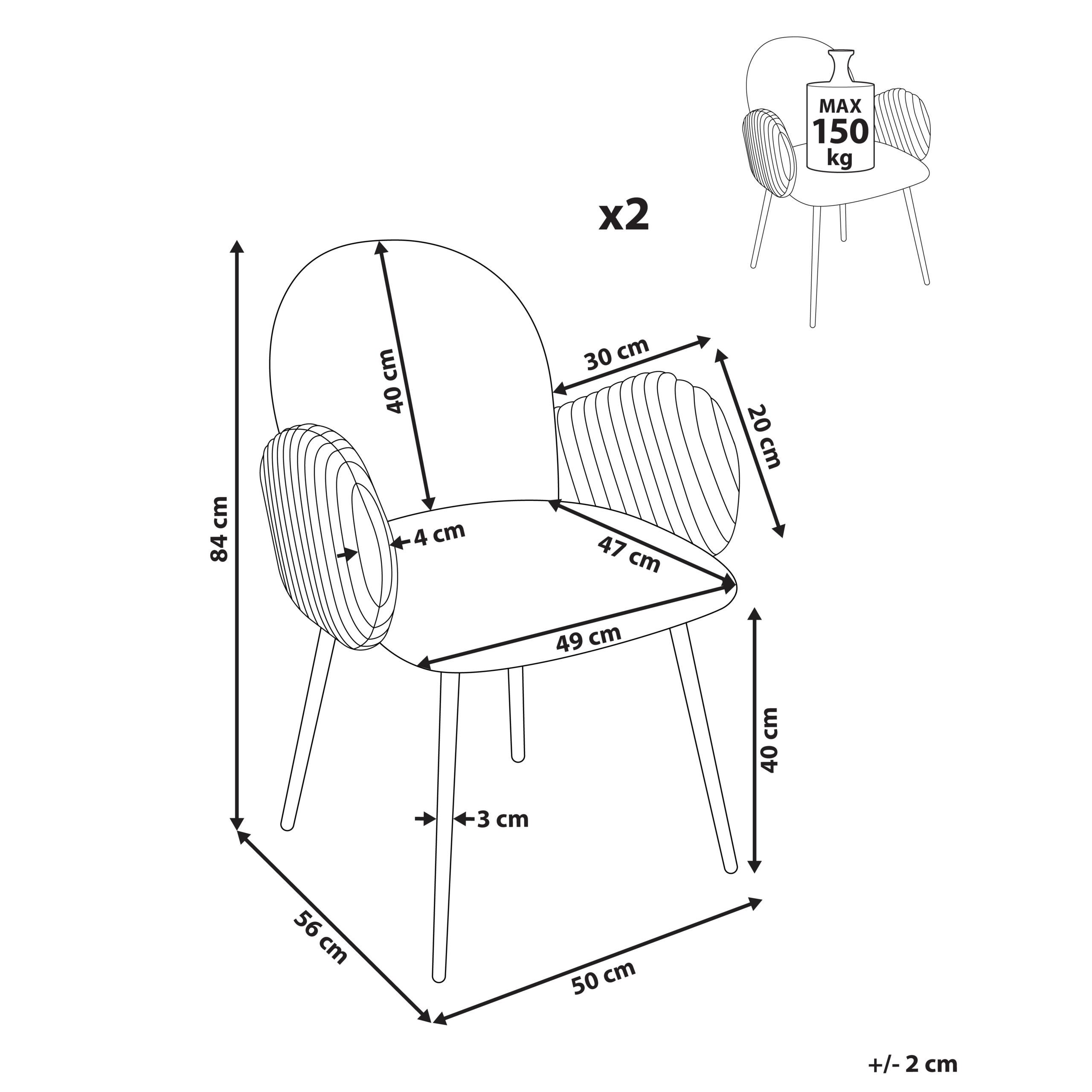 Set med 2 matstolar AMITY Brun