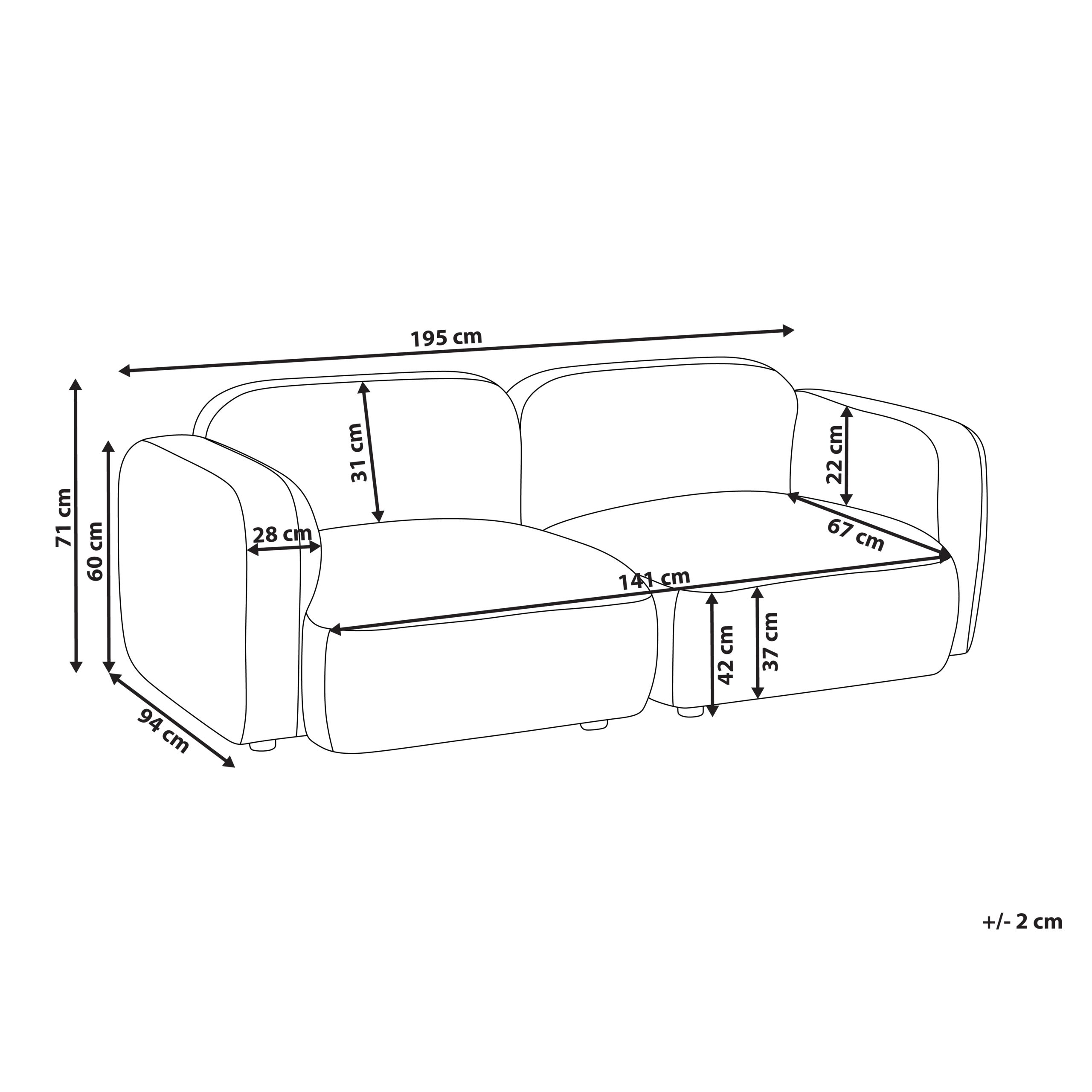 Soffa 3-sits AFOSS Bouclé Off-White