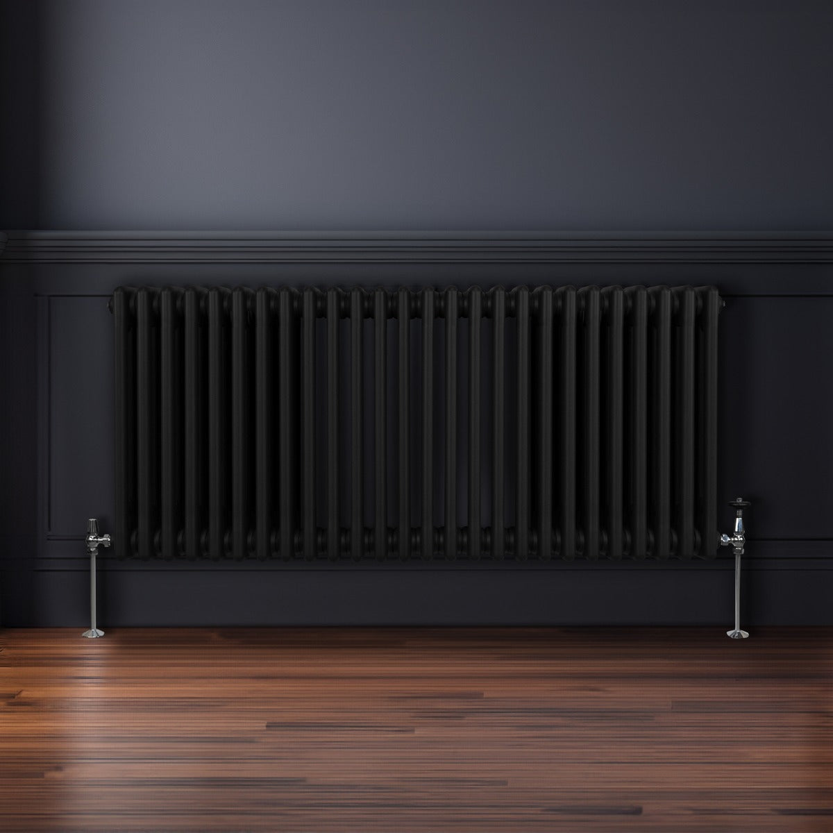 Traditionell 3-pelars radiator - 600 x 1192 mm - svart