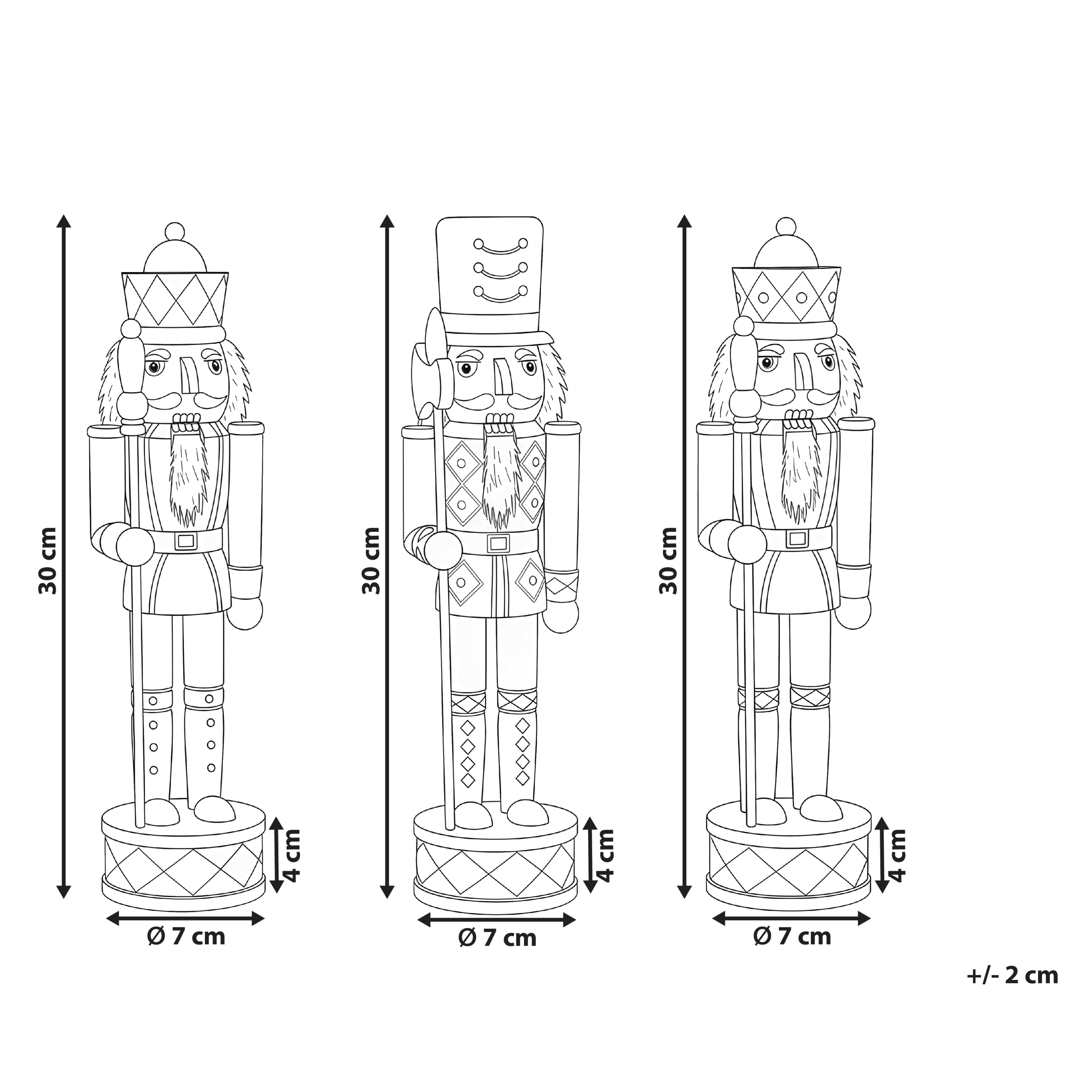 Set med 3 figuriner RICKLEAN 30 cm Nötknäckare Röd/ vit