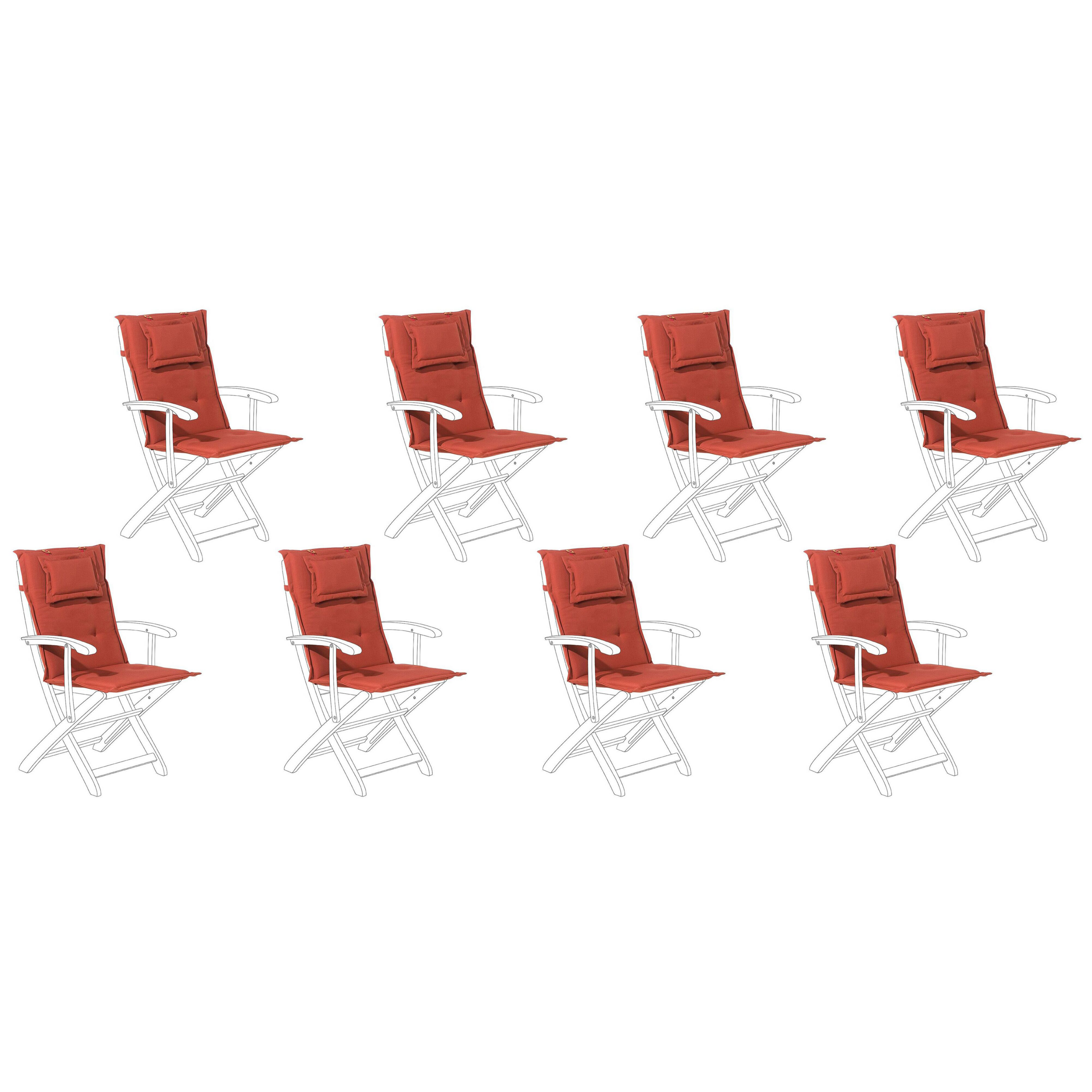 Set med 8 rygg-/sittdynor MAUI 40 x 54 cm Mörkröd