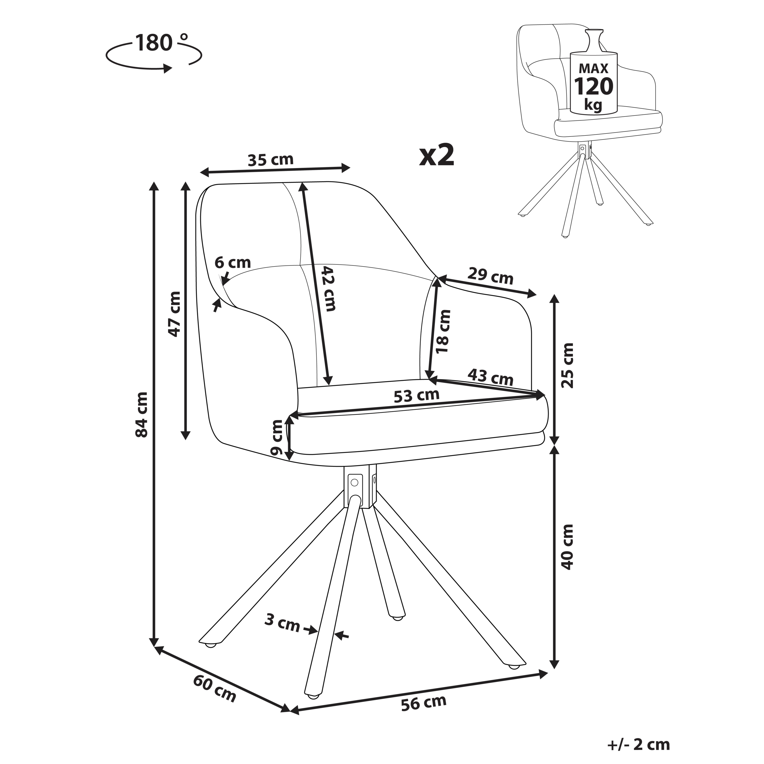 Set med 2 matstolar Vridbar MIRA Grön