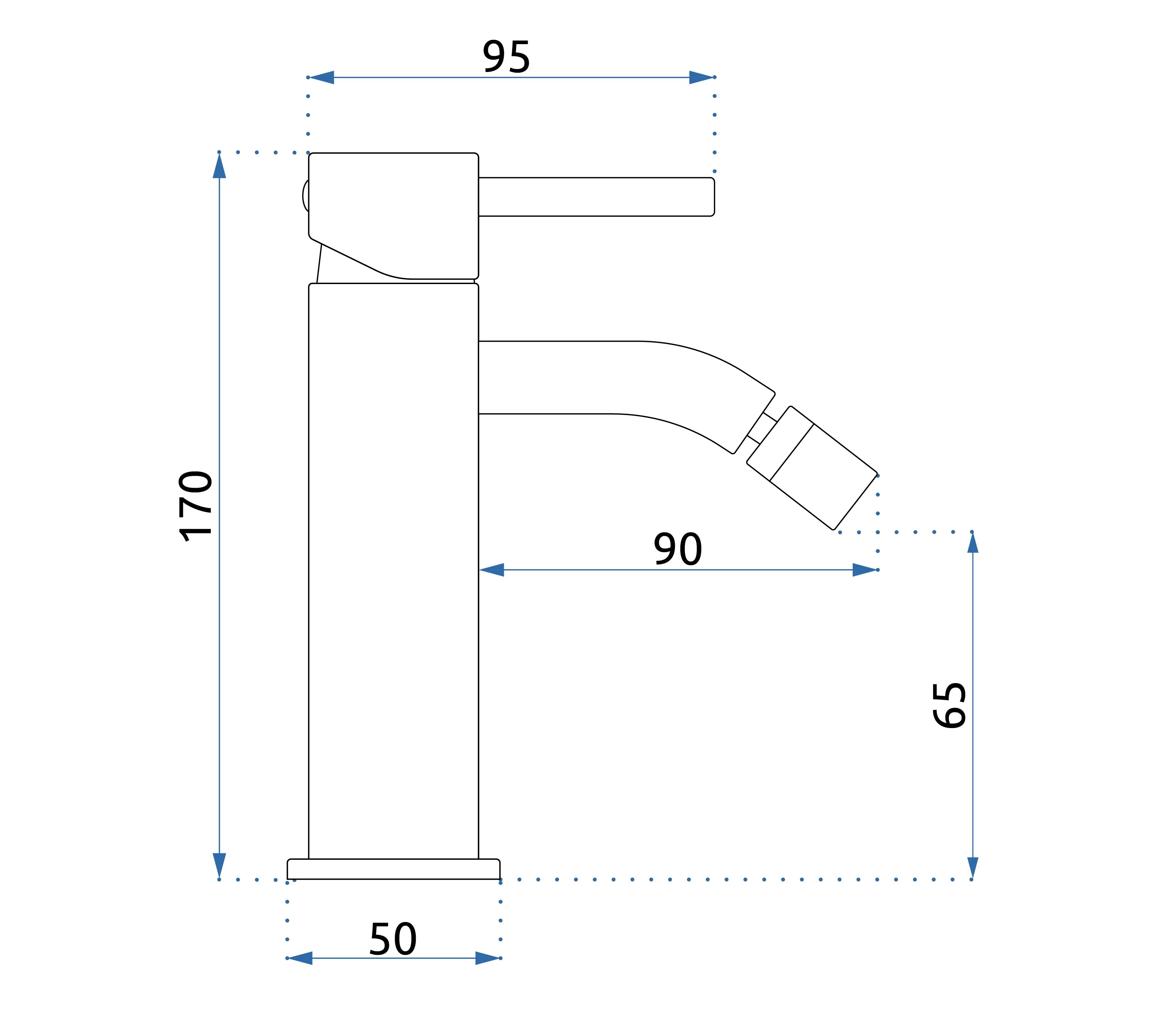 REA Bidetblandare LUNGO Krom, 14x5x17cm