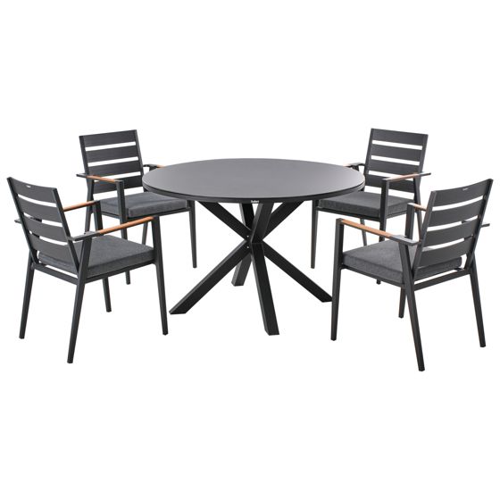 Trädgårdsmatgrupp 4-sits MALETTO/TAVIANO med kuddar Metall Svart