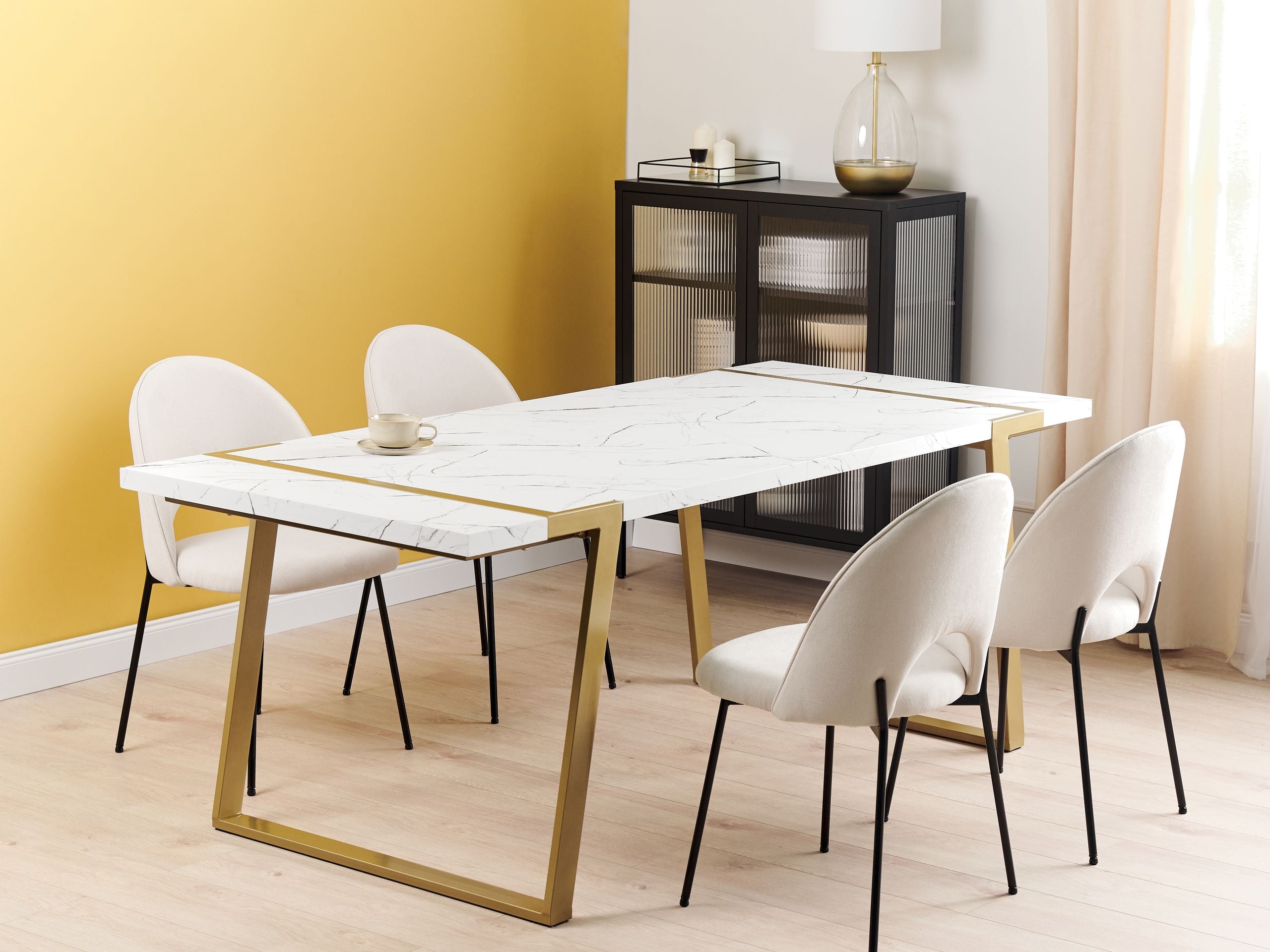 Matbord MARTYNIKA Vit marmor 200 cm 90 cm