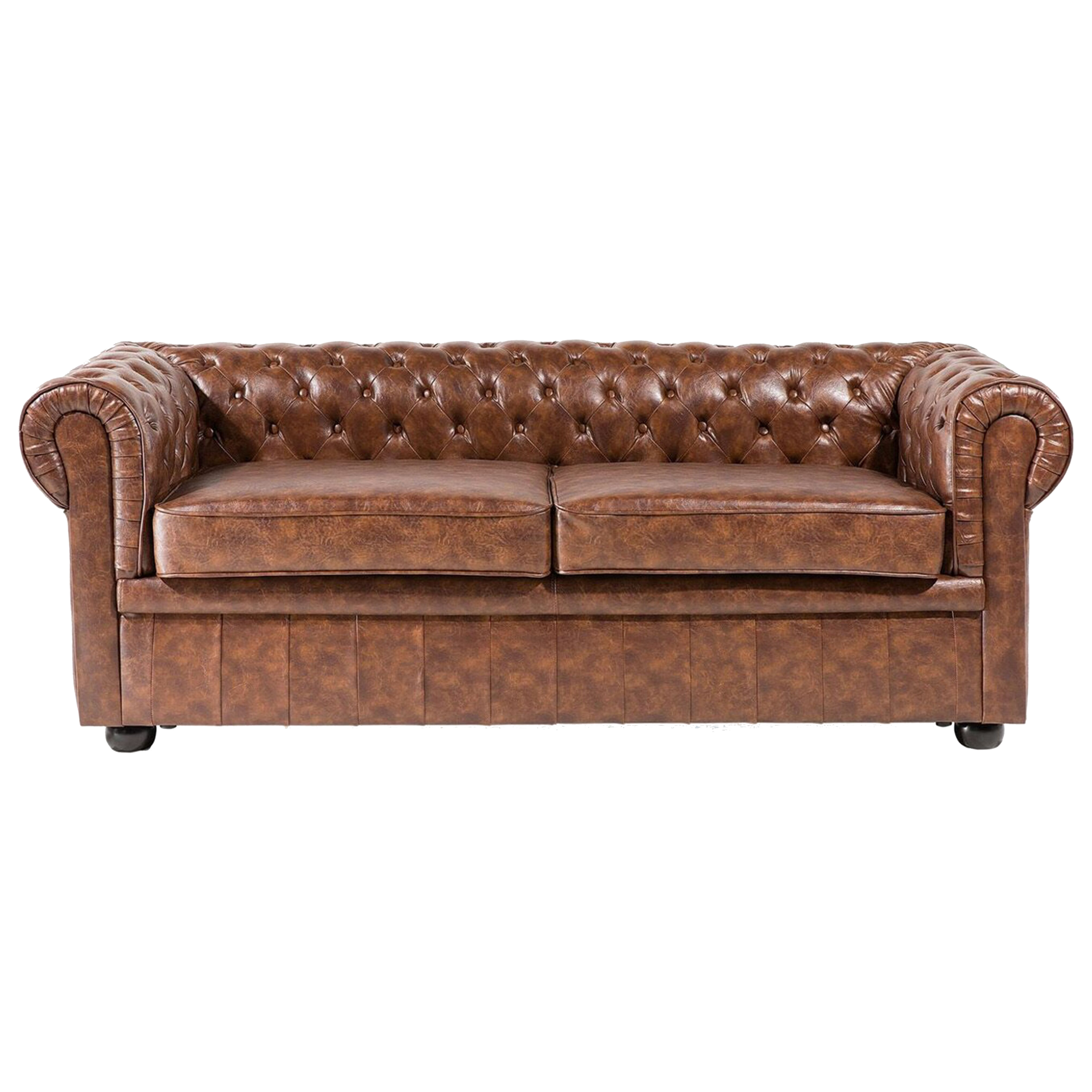 Soffa 3-sits CHESTERFIELD Konstläder Guldbrun