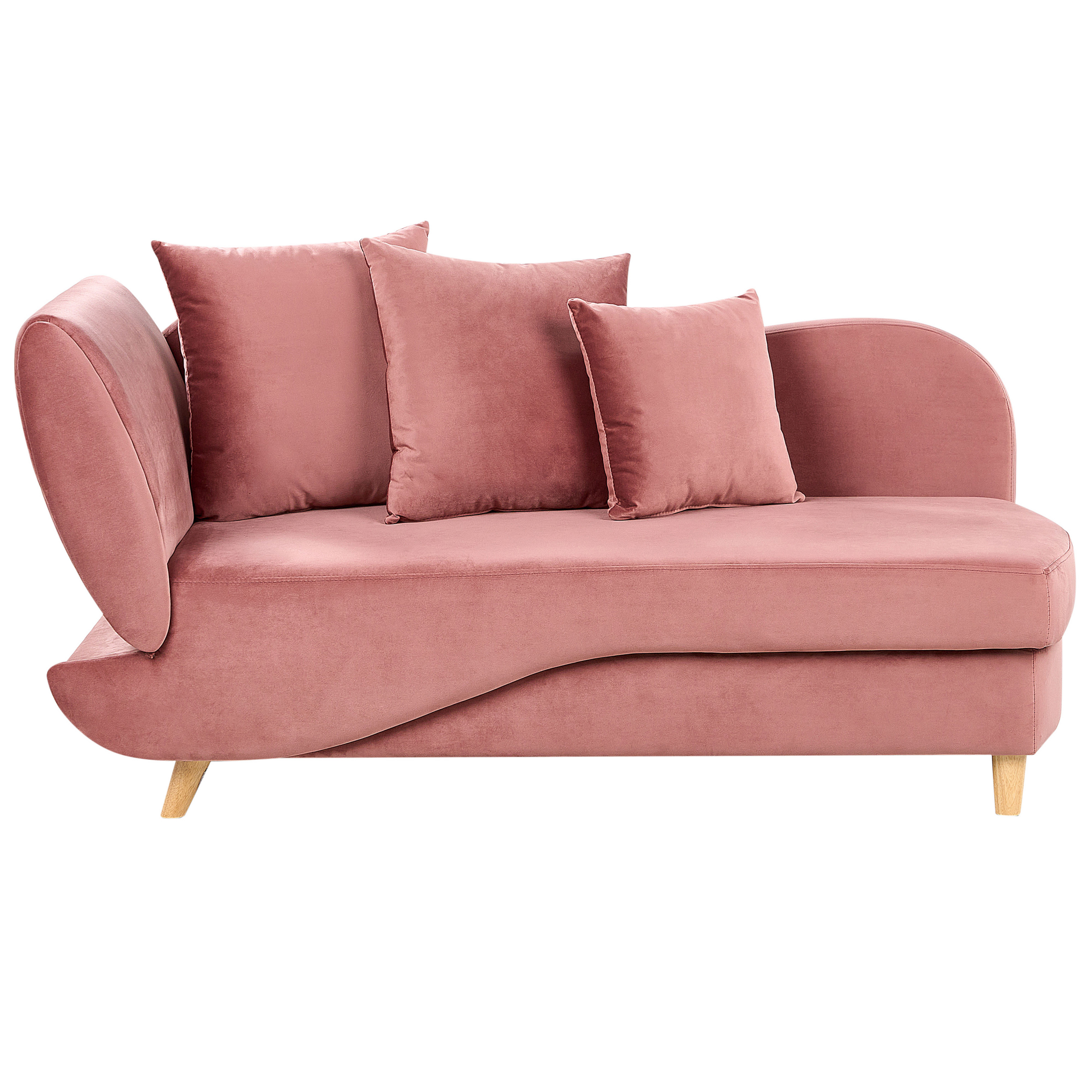 Vänstervänd schäslong MERI med förvaring Sammet Rosa