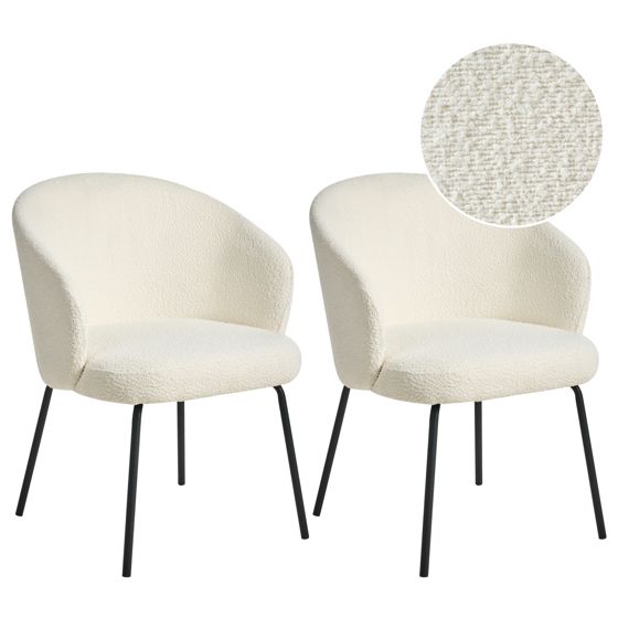Set med 2 matstolar LUDDEN Bouclé Ljusbeige