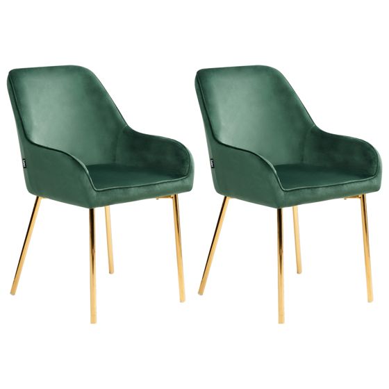Set med 2 matstolar LOVERNA Sammet Grön
