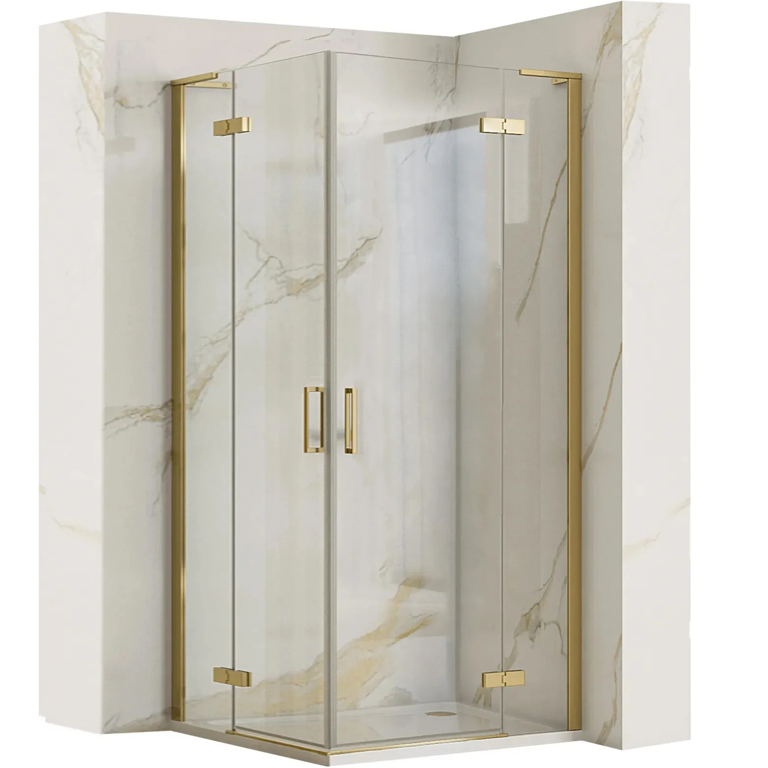 REA Duschkabin HUGO 80x80 Borstat Guld, 78x78x200,5cm