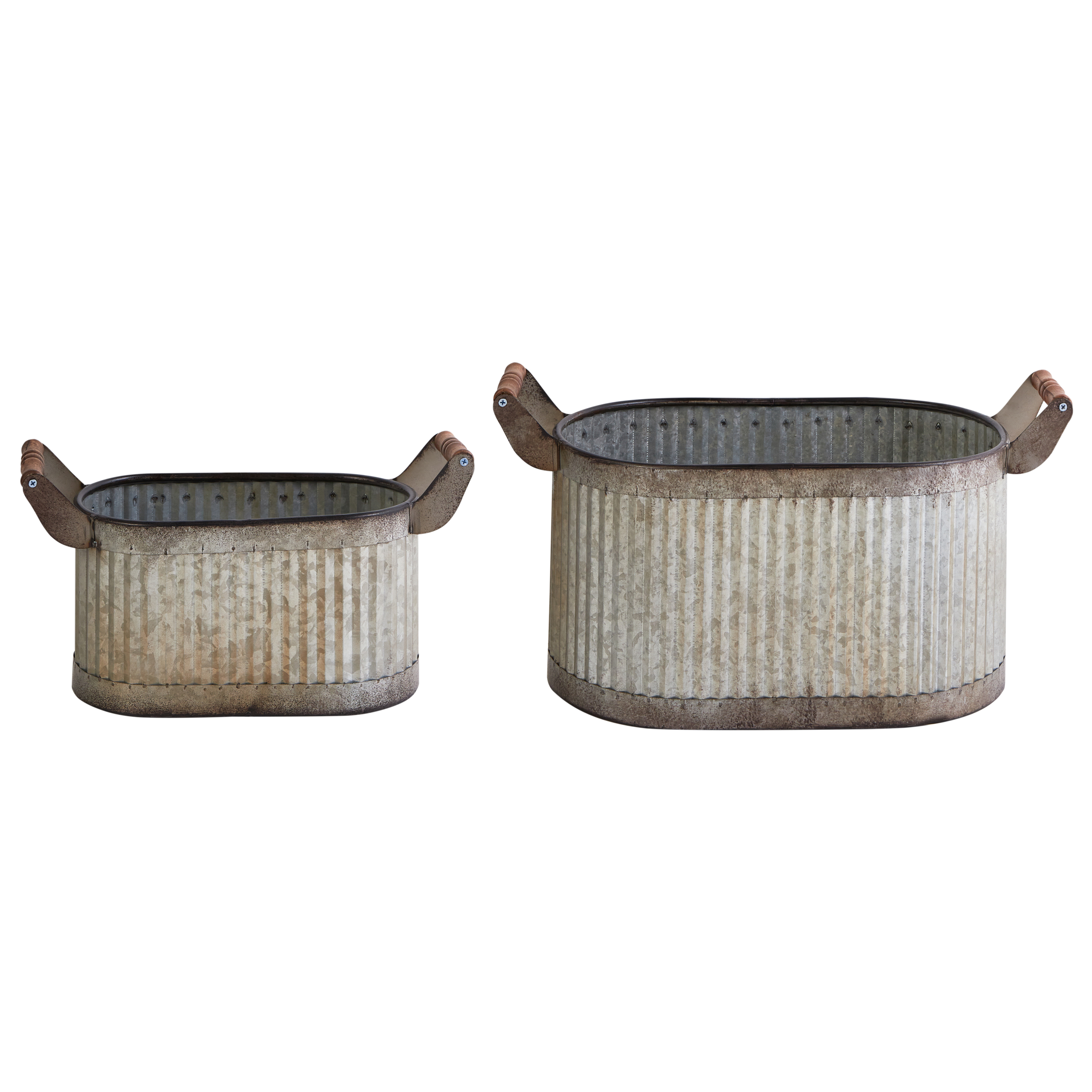 Set med 2 växtkrukor TULIPE 31/41 cm Metall Grå