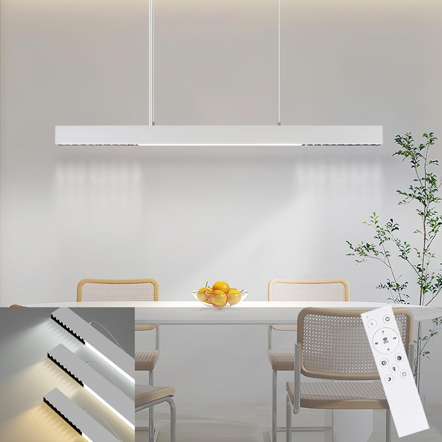 NETTLIFE LED - pendellampa 32 W vit, diameter 107 cm, modern aluminium, dimbar, höjdjusterbar