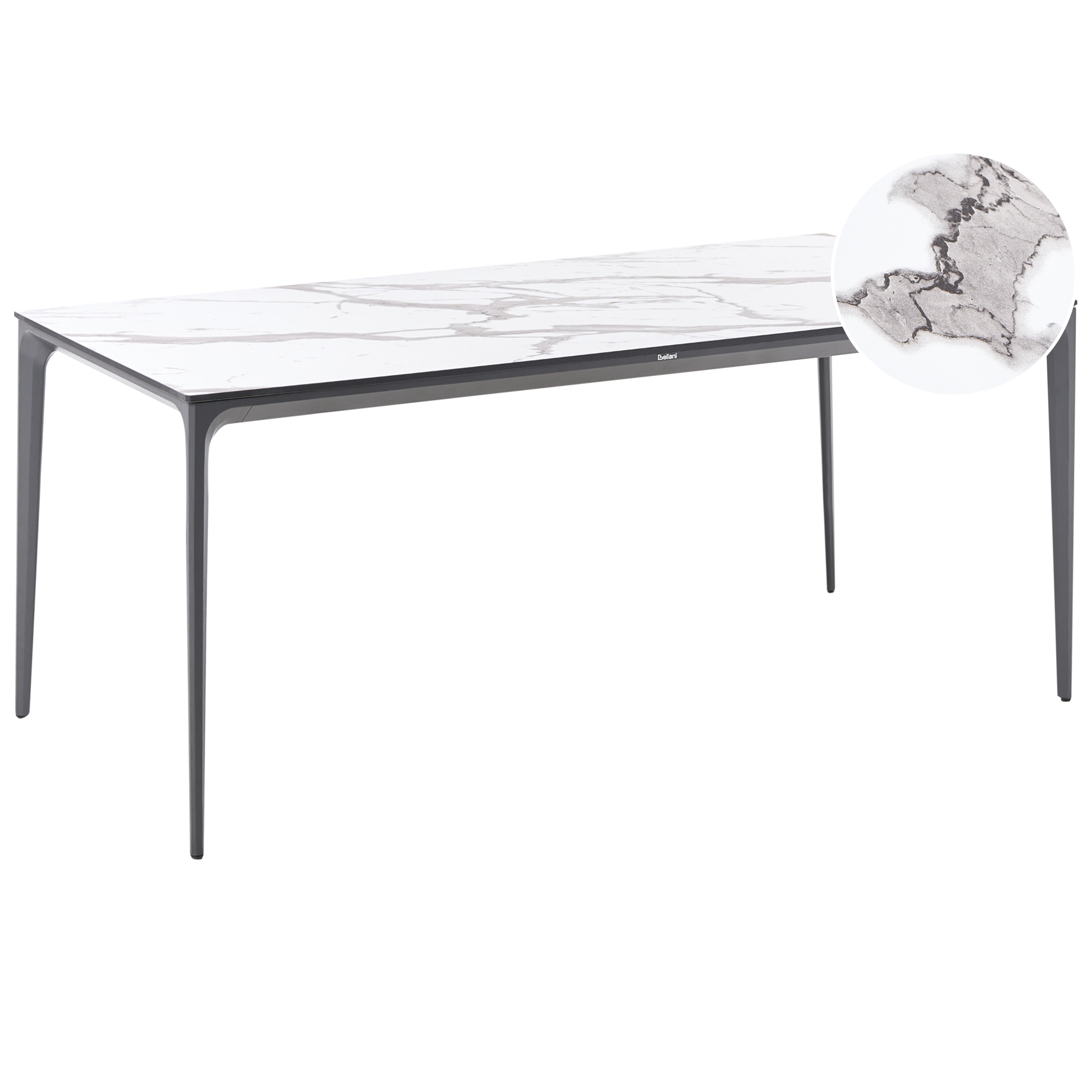 Trädgårdsmatbord SOVARETO 180 cm 90 cm Marmoreffekt Vit marmor