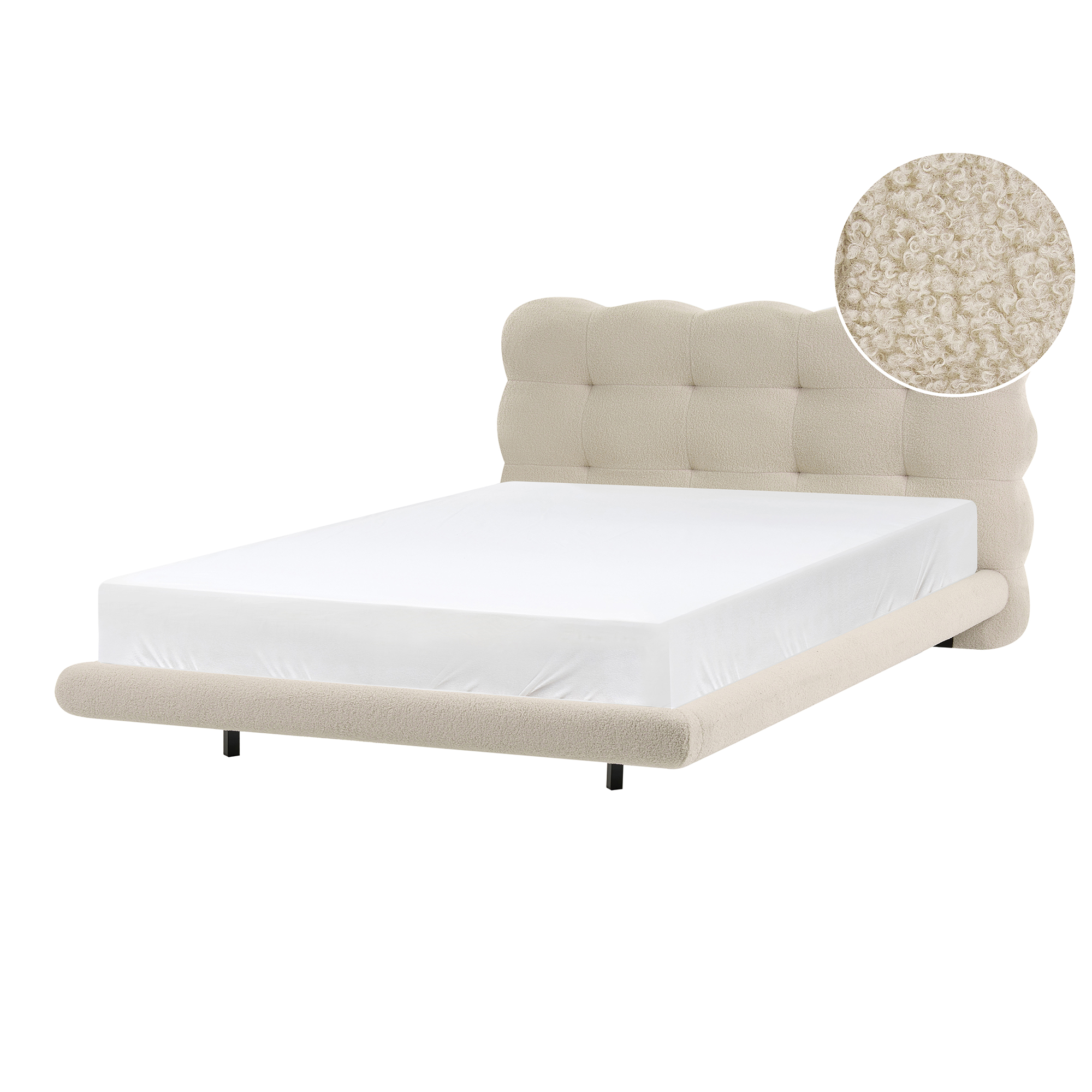 Säng med lamellram Bouclé SOULISSE 120 x 200 cm Beige