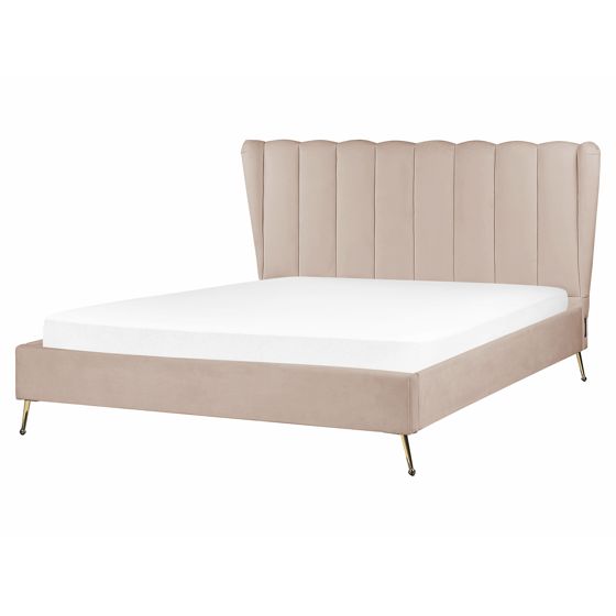 Säng med lamellram Sammet MIRIBEL 160 x 200 cm Taupe