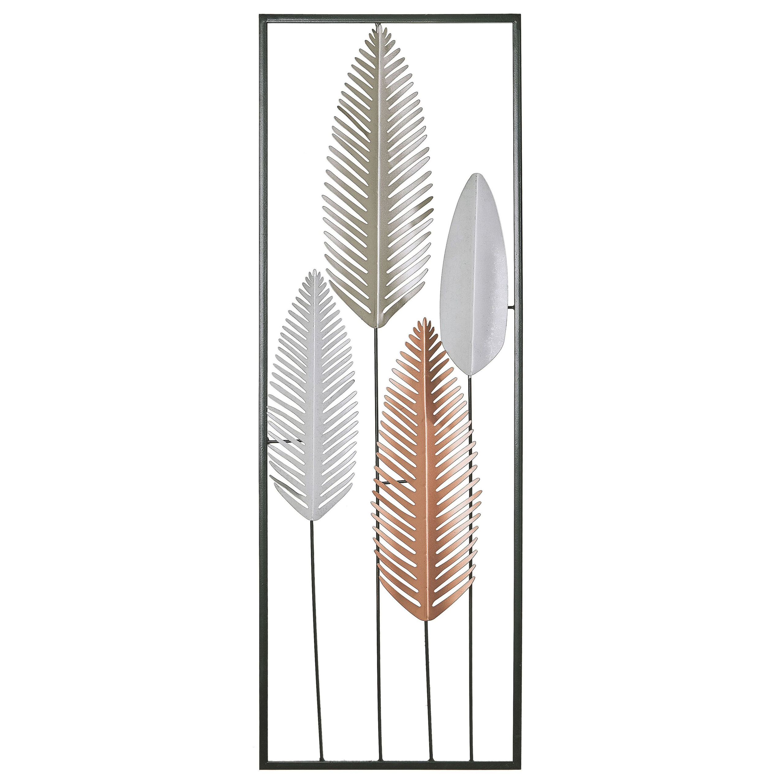 Väggdekoration Löv NIOBIUM 90 cm Metall Silver