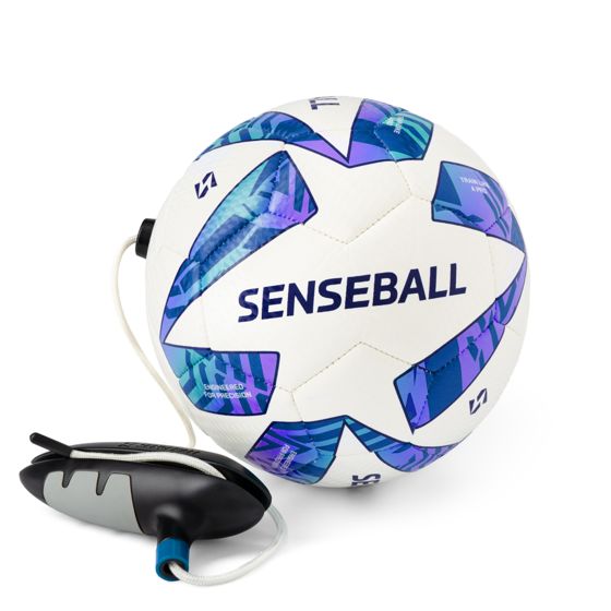 SenseBall® fotbollsträning – teknikboll & app, stl. 3, blå-vit, dribbling och bollkontroll med båda fötterna