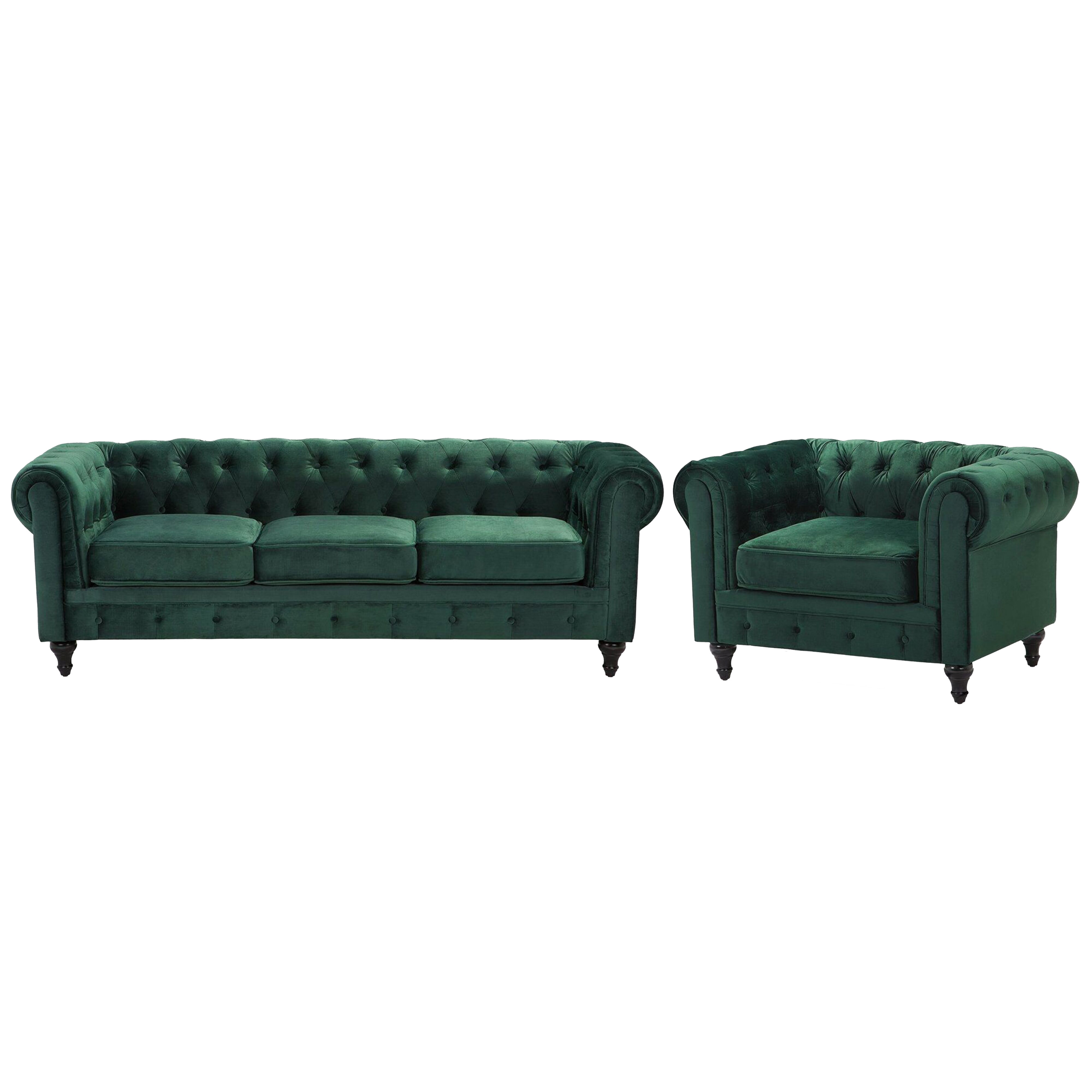 Soffgrupp 4-sits CHESTERFIELD Sammet Grön