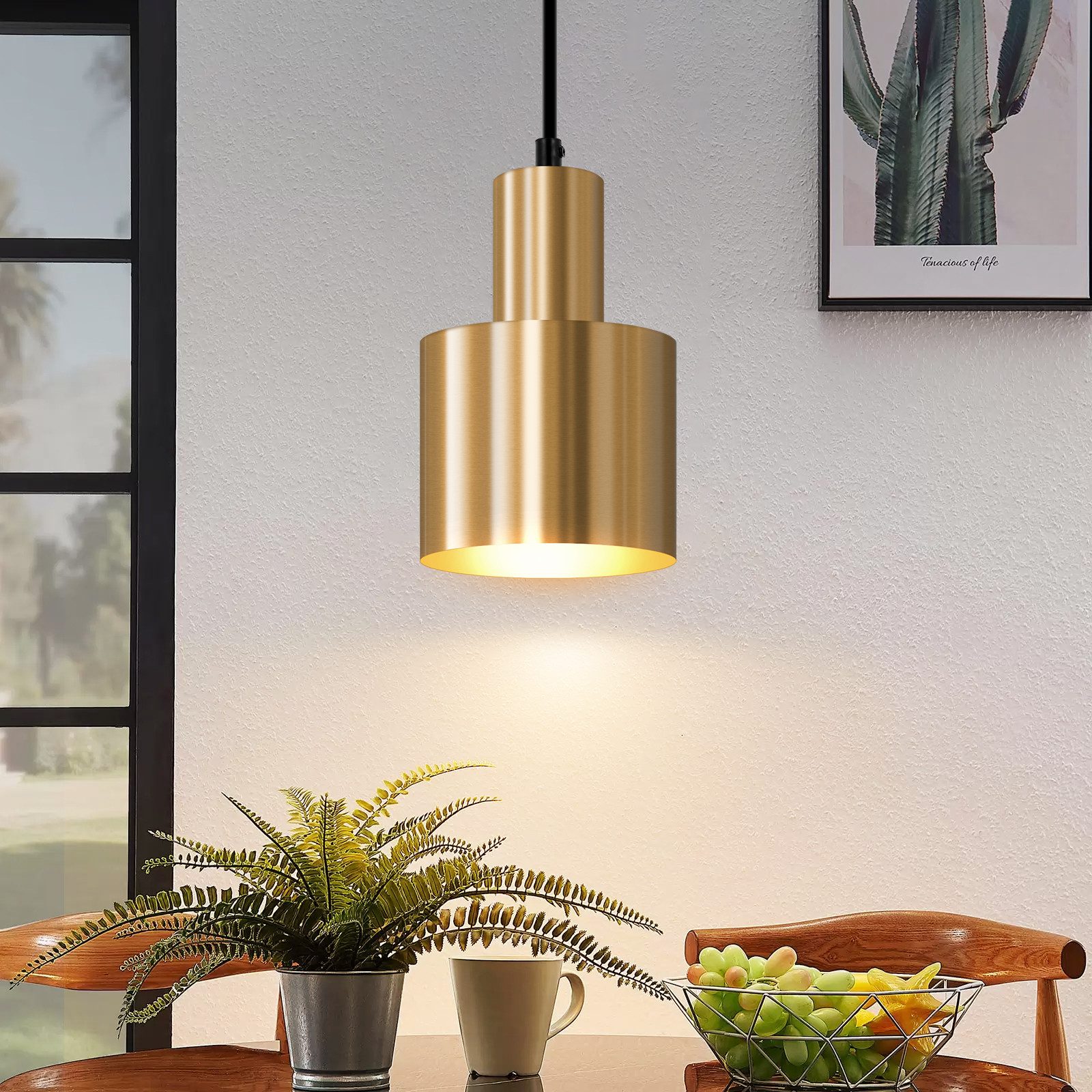 NETTLIFE pendellampa matbord pendellampa vintage matsal 1 låga matplats guld modern design E27