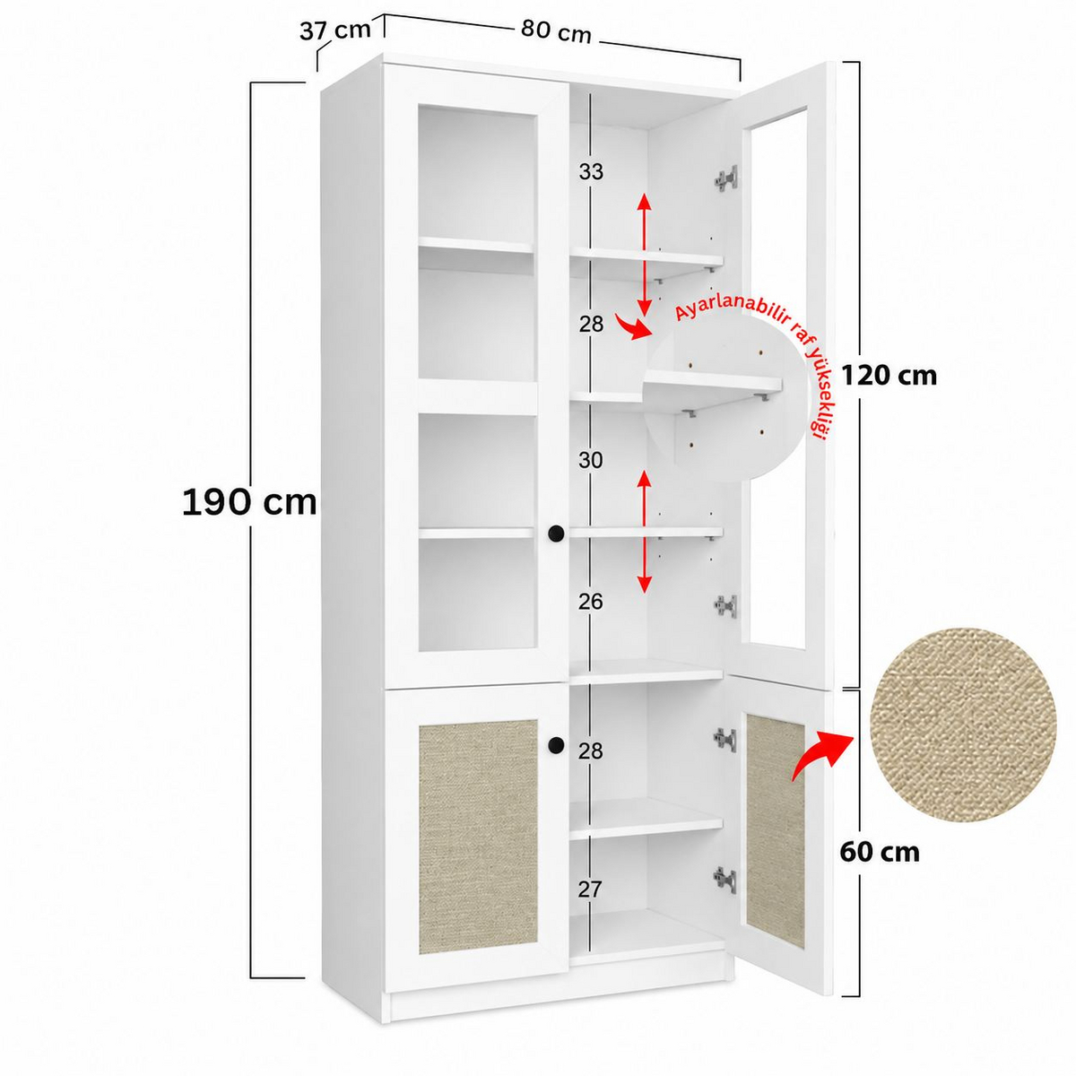 Norda Design Multifunktionsskåp Lisa 1600 37 x 80 x 190 cm