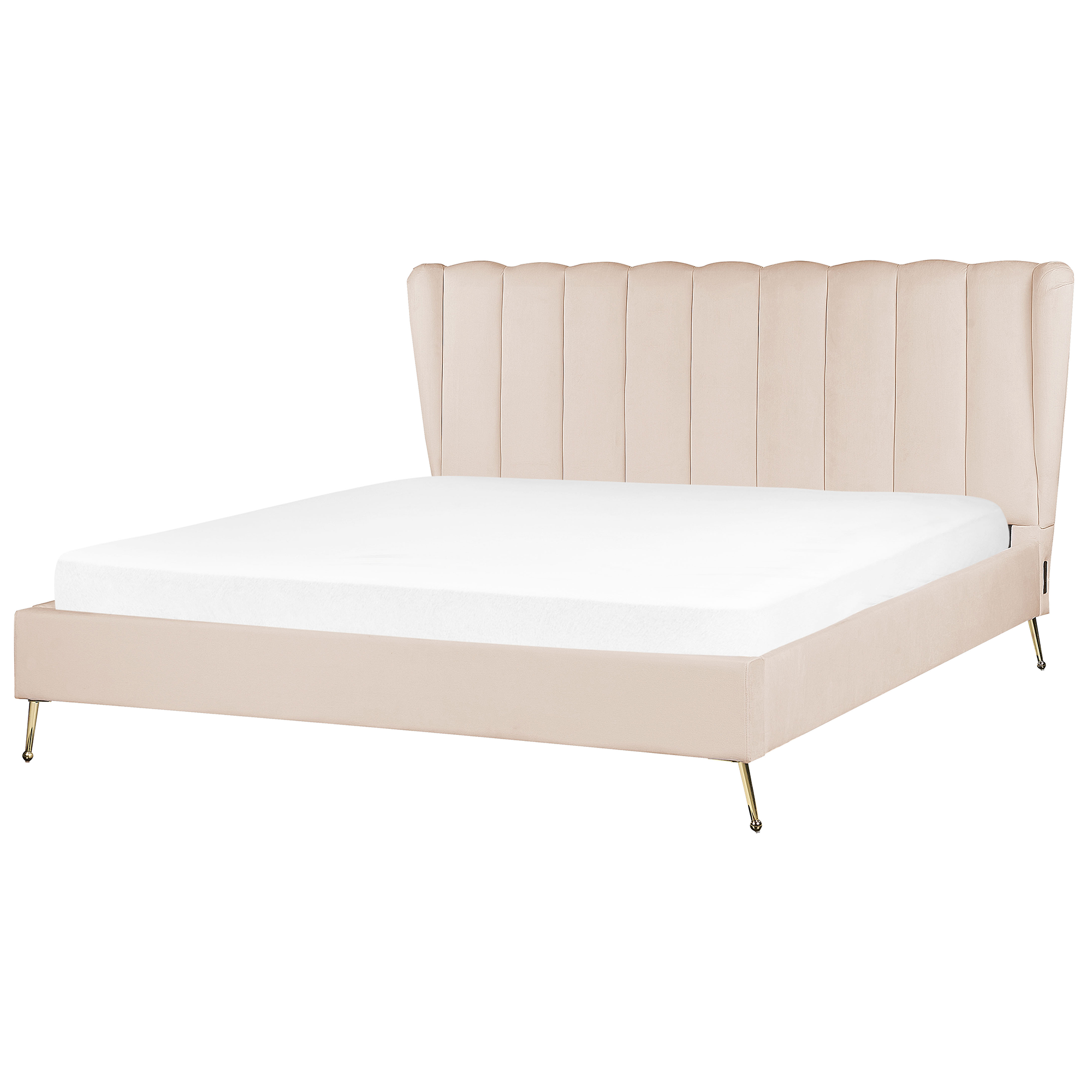 Säng med lamellram Sammet MIRIBEL 180 x 200 cm Beige