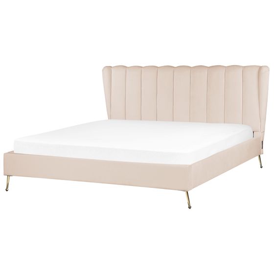 Säng med lamellram Sammet MIRIBEL 180 x 200 cm Beige