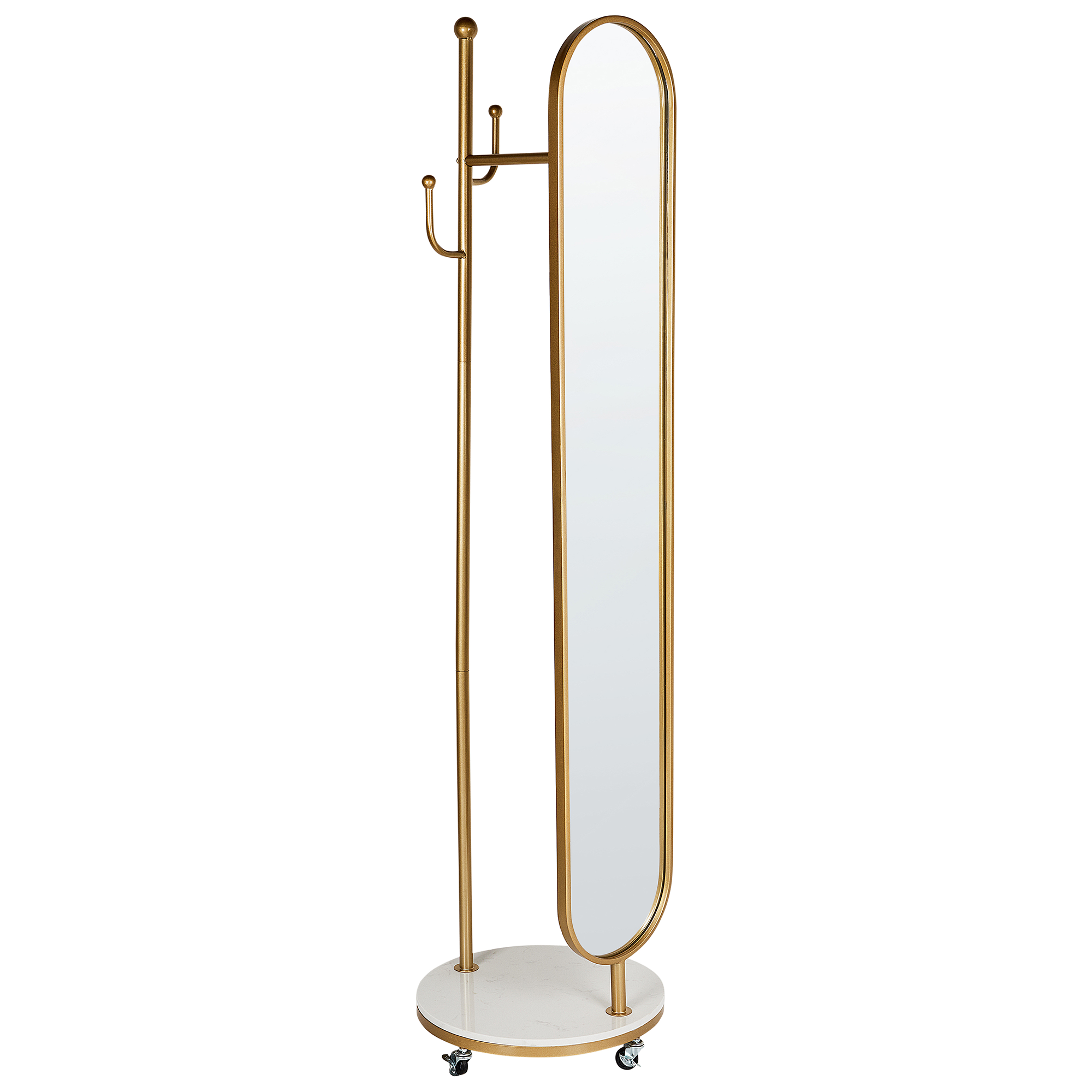 Klädhängare med spegel LORENA 172 cm Metall Guld