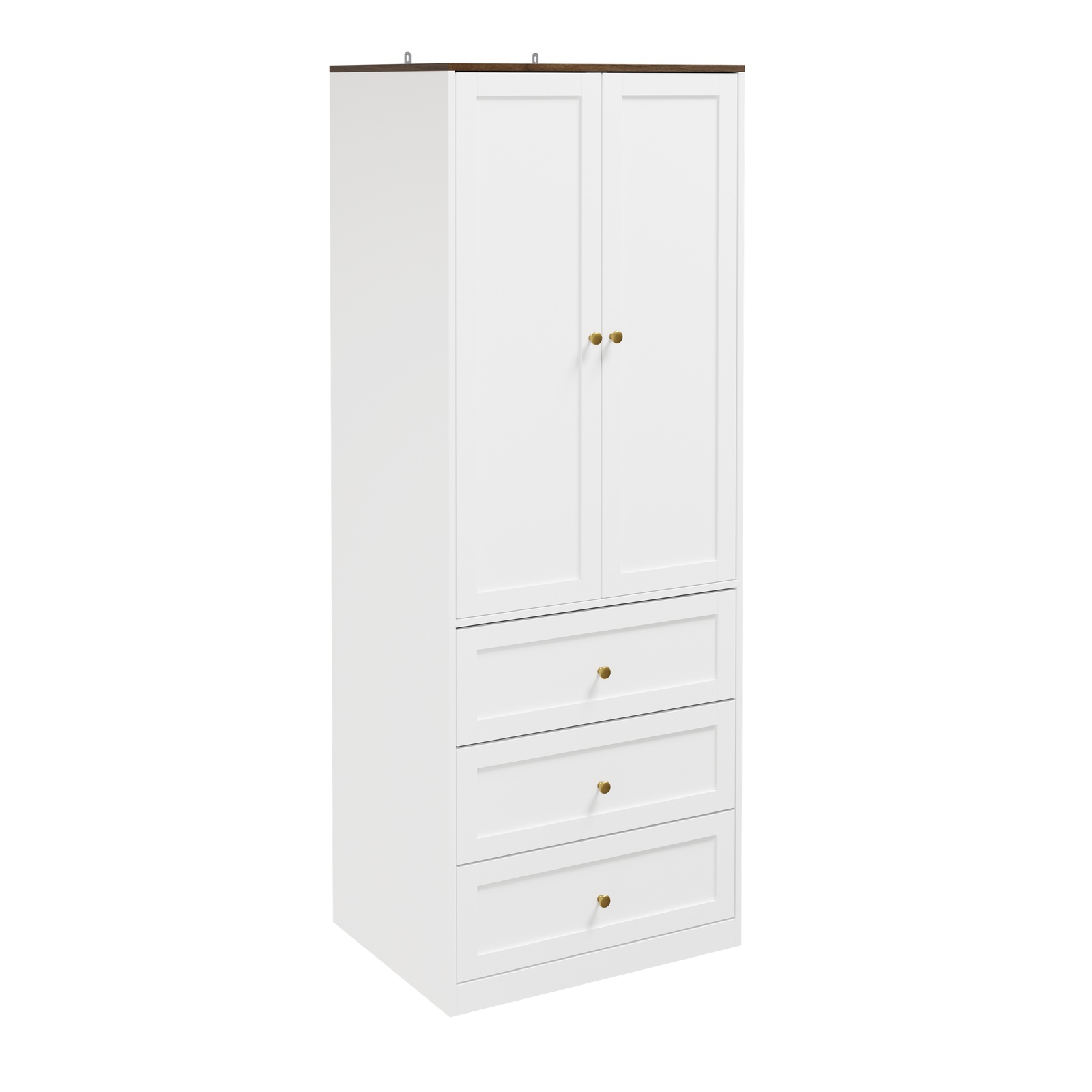 Garderob med 2 dörrar och 3 lådor vit 70.0x55.0x187.0 cm KSB04-W