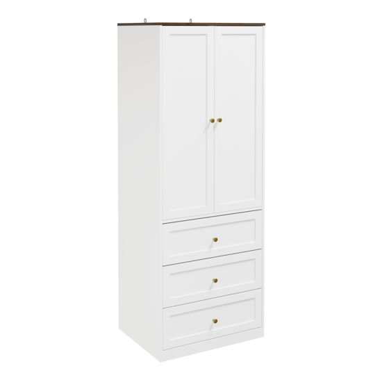 Garderob med 2 dörrar och 3 lådor vit 70.0x55.0x187.0 cm KSB04-W