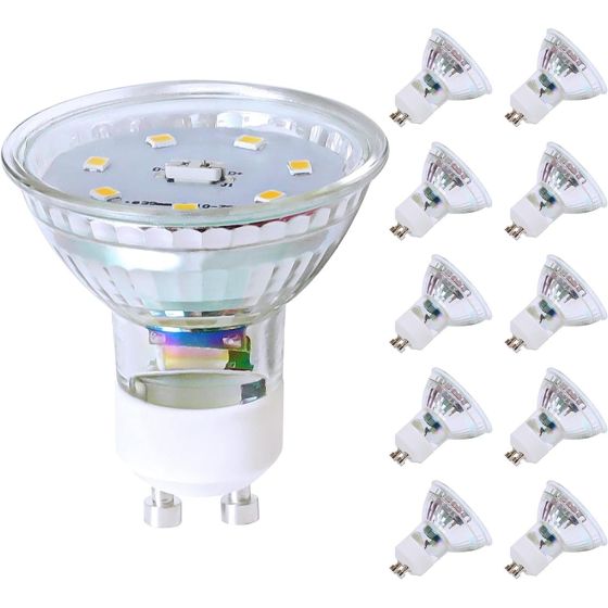 NETTLIFE 10 st, förpackning GU10, LED-lampor, Neutralvit, 5 W Ersätter 50 W, Ljuskälla Energibesparande, 4000 K, Spridningsvinkel 110°