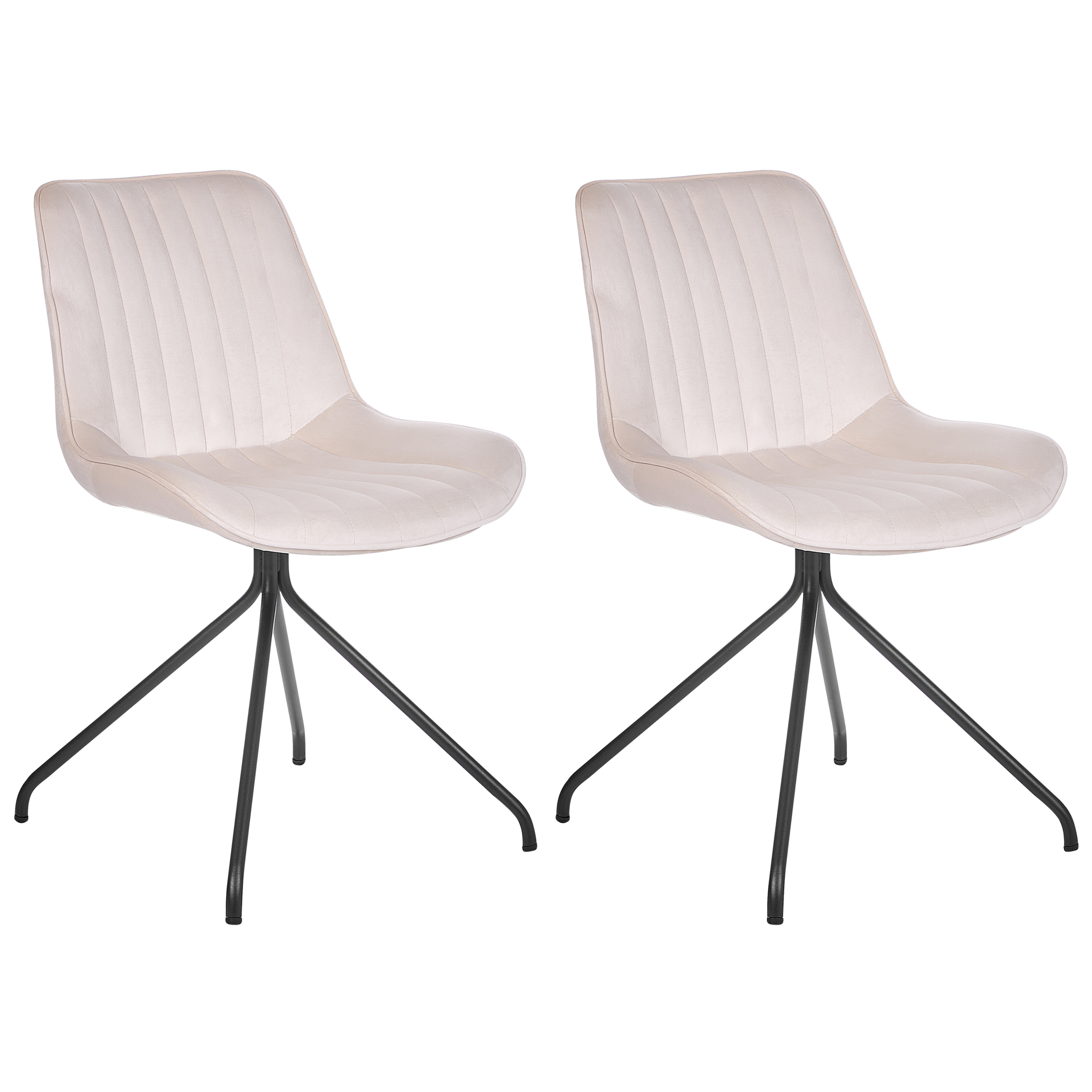 Set med 2 matstolar NAVASOTA Sammet Beige