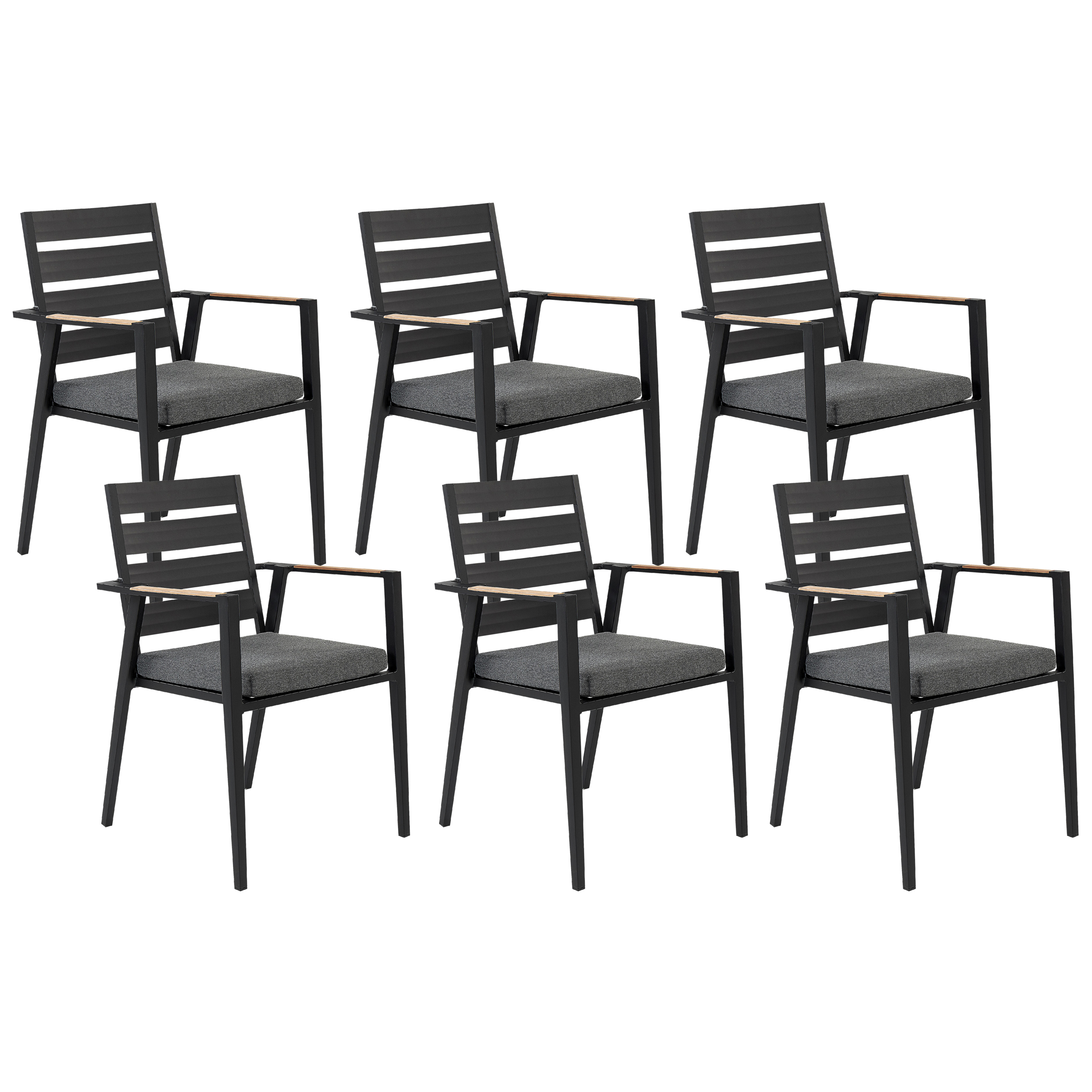 Set med 6 stolar med dynor TAVIANO Metall Svart