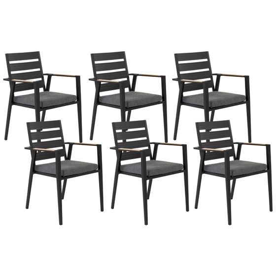 Set med 6 stolar med dynor TAVIANO Metall Svart