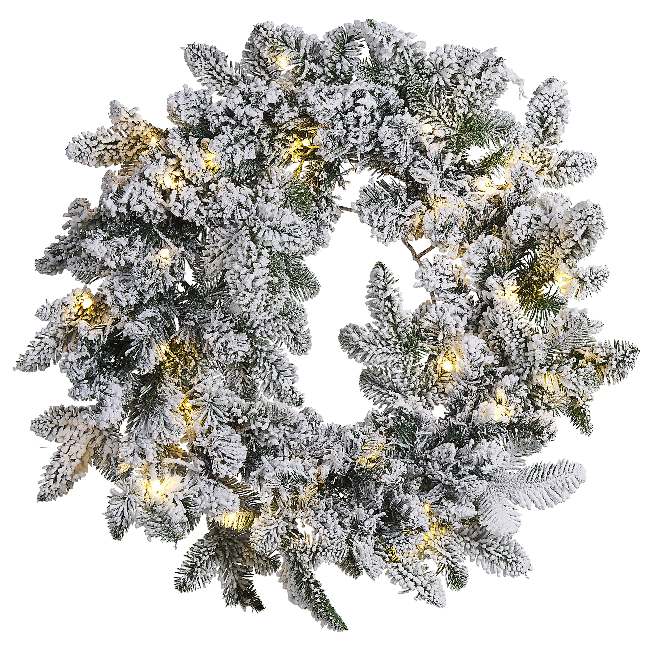 Snötäckt julkrans LED SUNDO 70 cm Vit