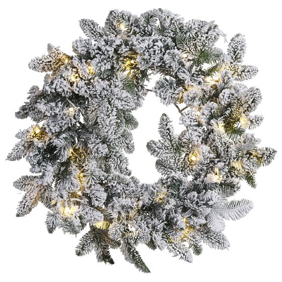 Snötäckt julkrans LED SUNDO 70 cm Vit